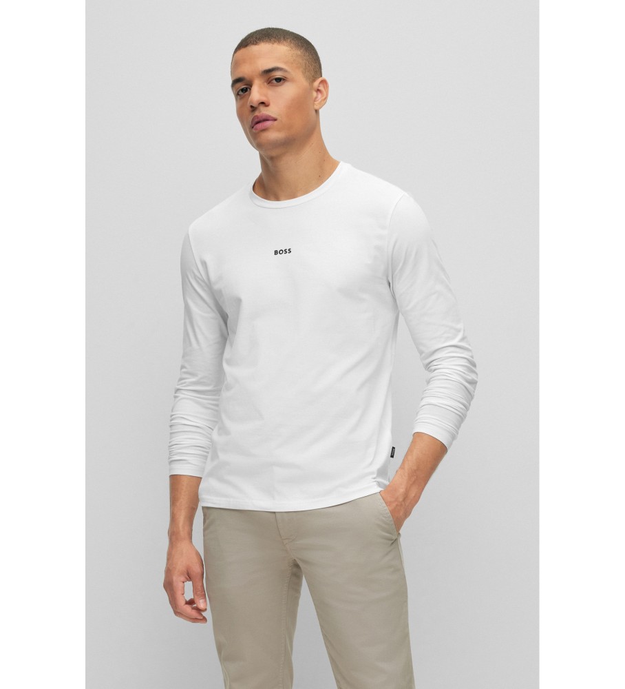 BOSS für Herren. 50473286 Chark T-shirt weiß (M), Lässig, Baumwolle, Langarm