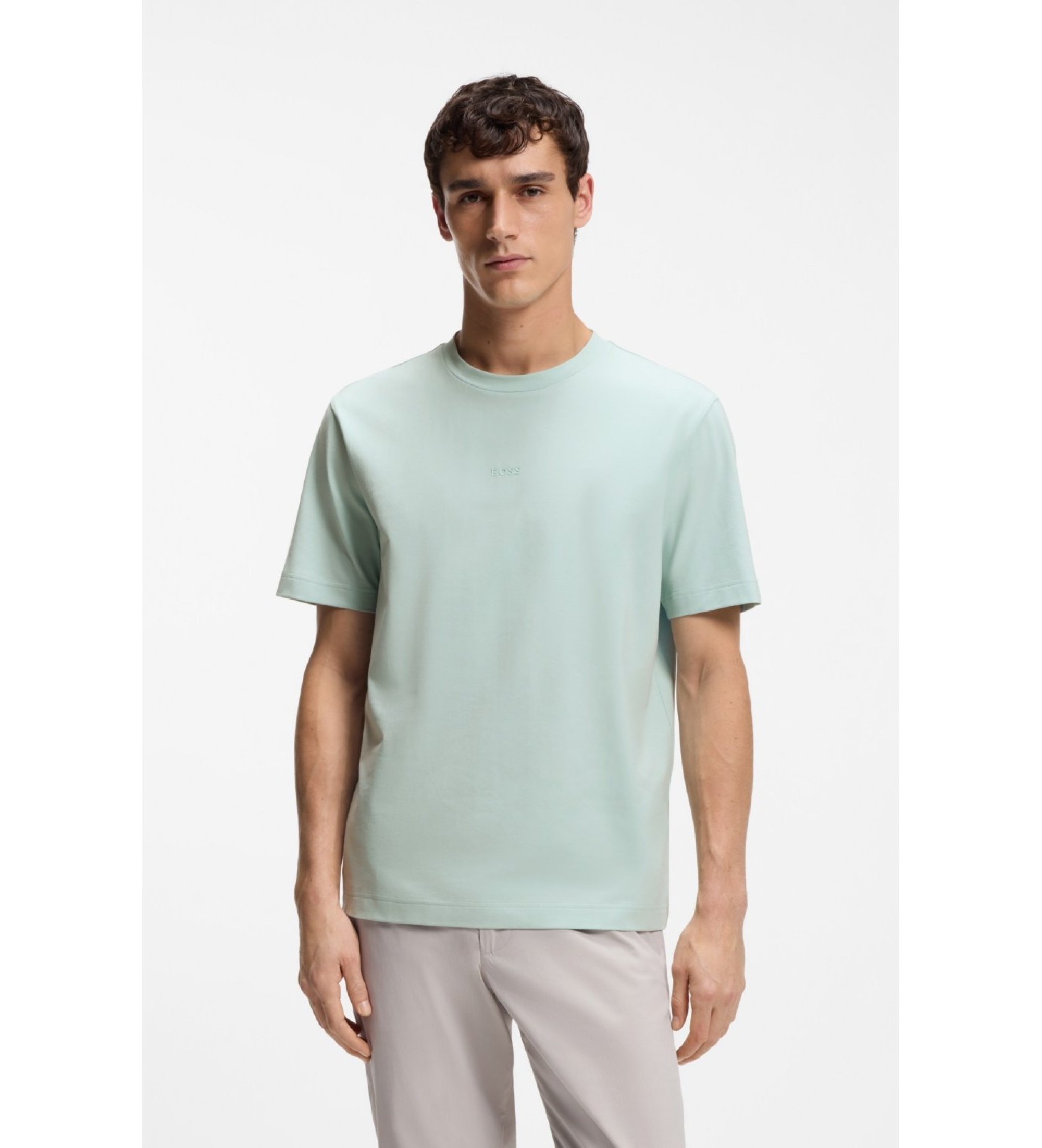 BOSS für Herren. 50473278 Türkisfarbenes T-Shirt aus Stretch-Baumwolle (XL), Lässig, Kurzarm