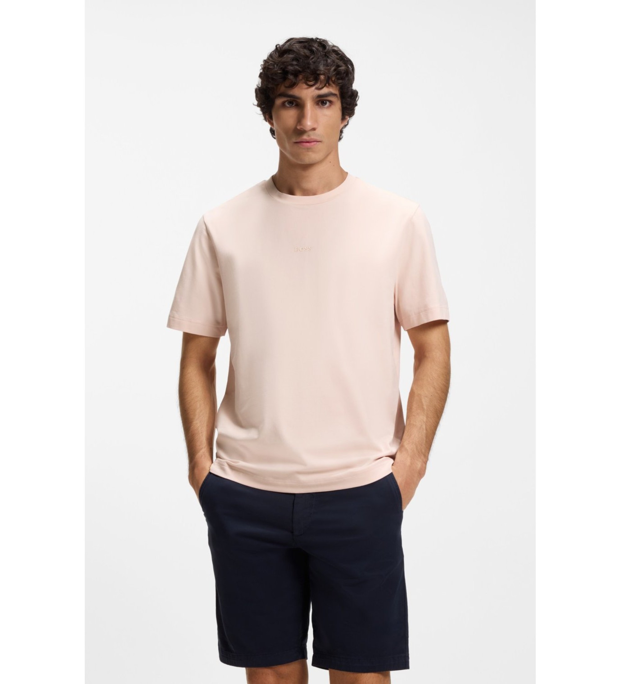 BOSS für Herren. 50473278 Elastisches Baumwoll-T-Shirt rosa (L), Lässig, Baumwolle, Kurzarm