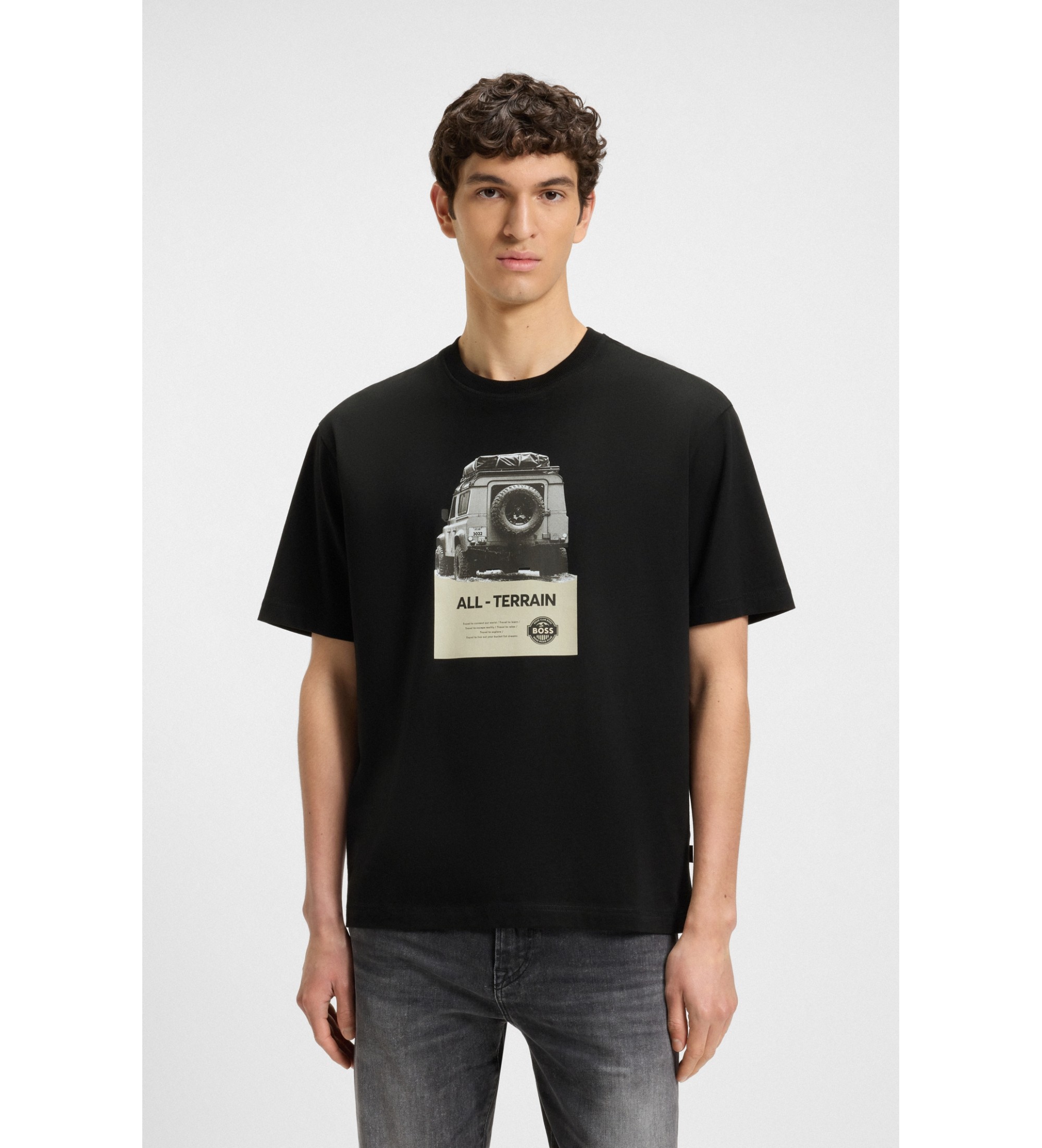 BOSSvoor mannen. 50546958 Wagon T-shirt zwart (3XL), Casual, Katoen, Korte mouwen