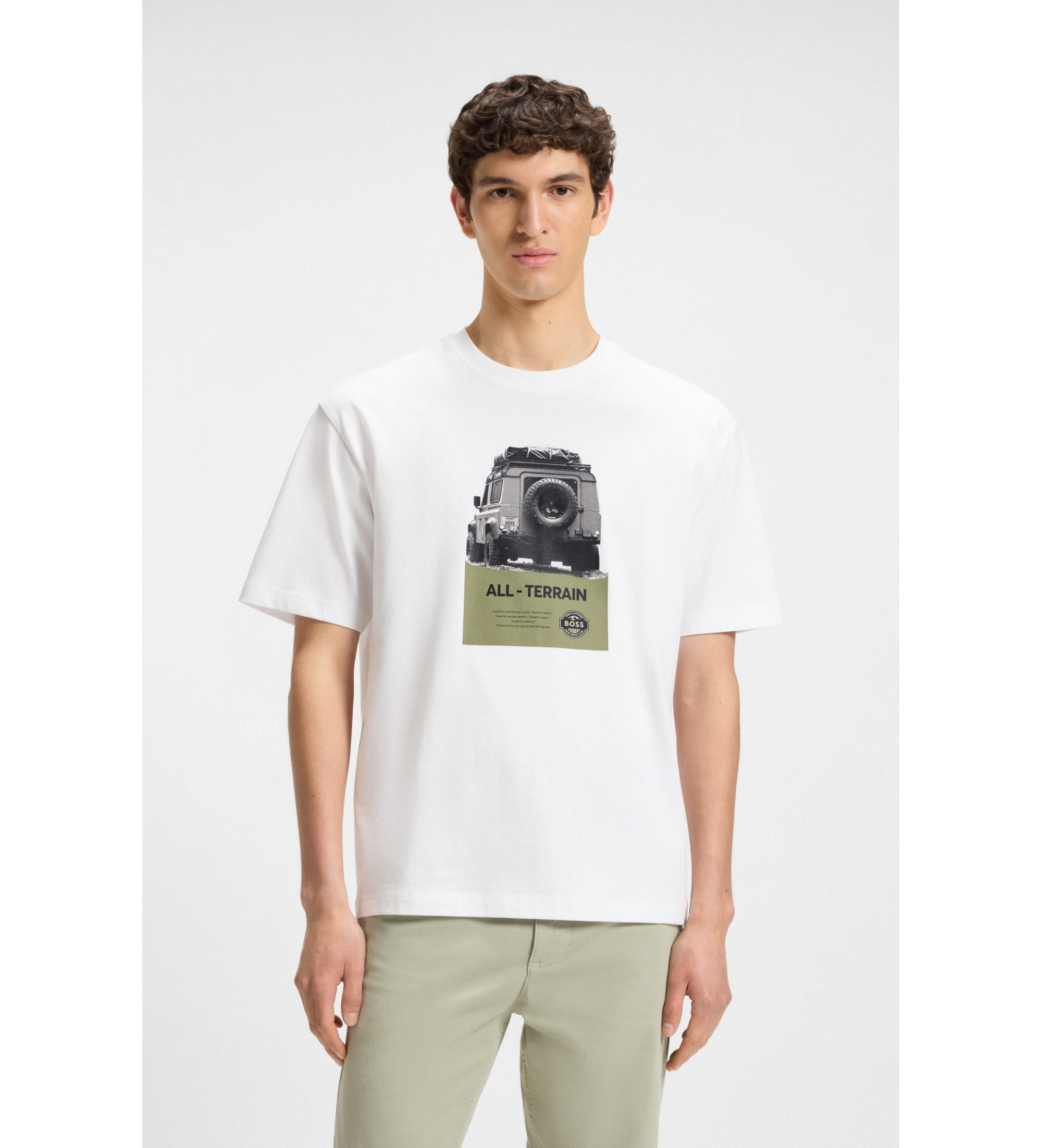 BOSSvoor mannen. 50546958 Wagen T-shirt wit (L), Casual, Katoen, Korte mouwen