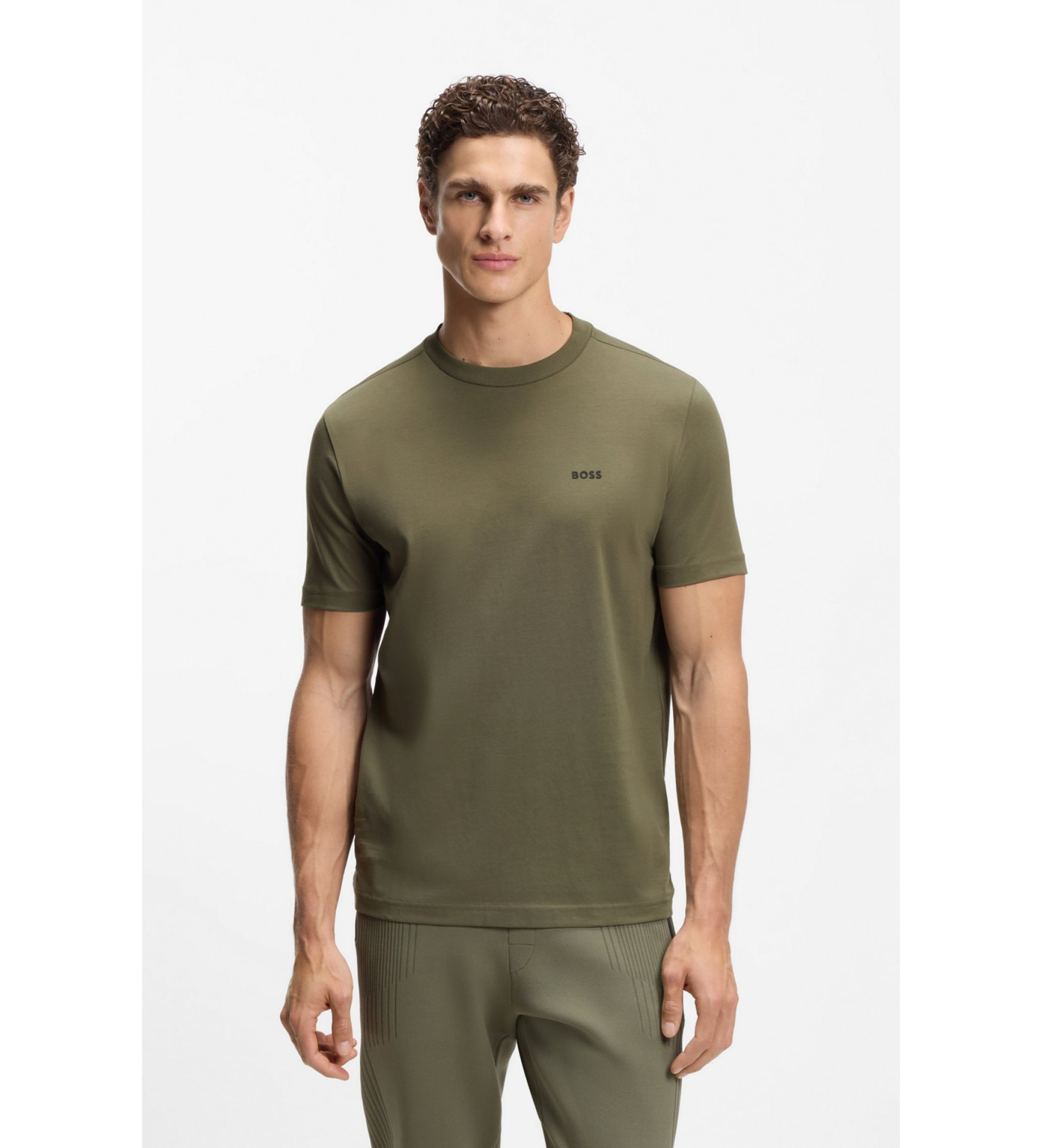 BOSS für Herren. 50506373 T-Shirt Clean grün (L), Lässig, Baumwolle, Kurzarm