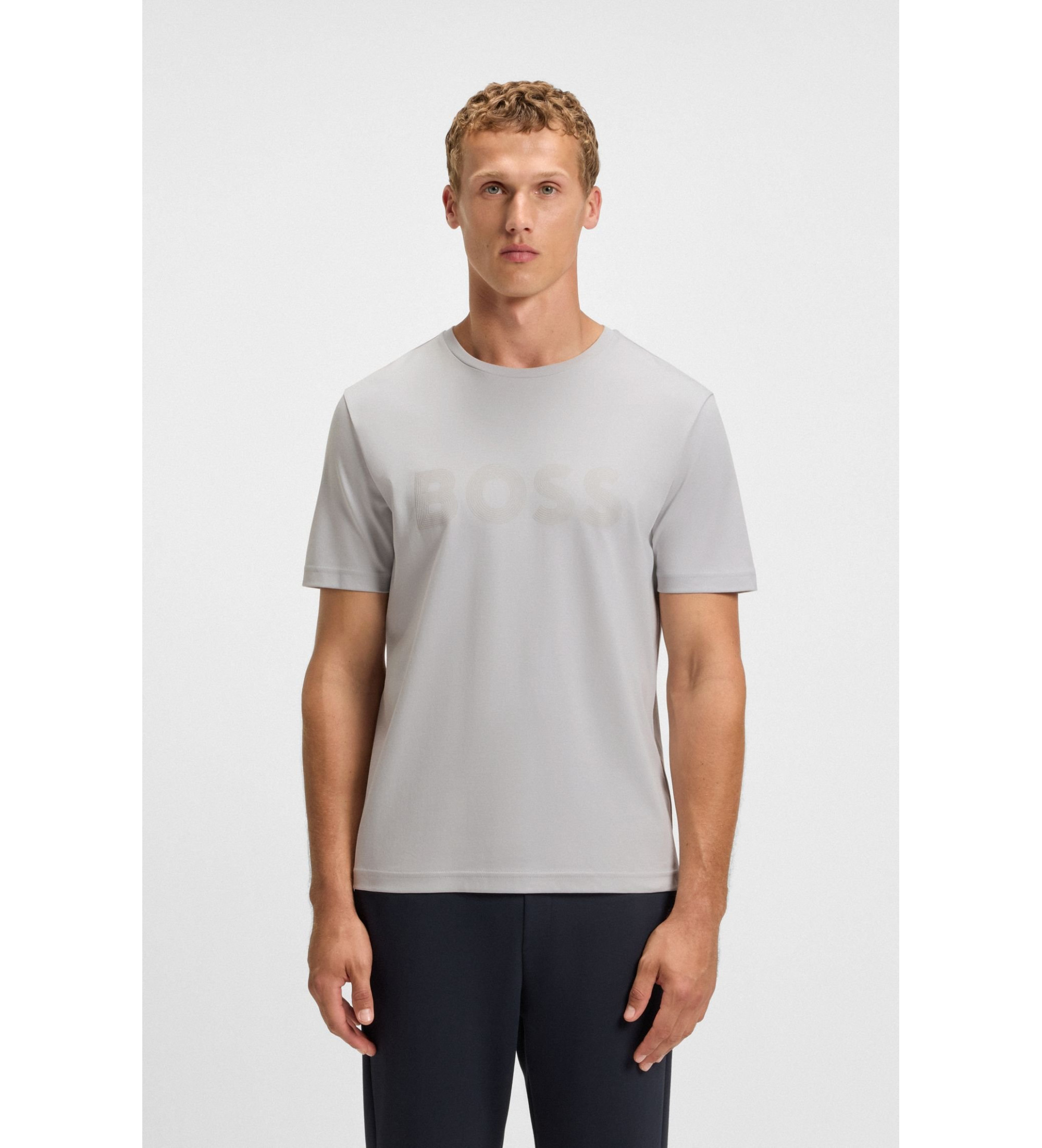 BOSSvoor mannen. 50543796 Logo Future Giz T-shirt grijs (S), Casual, Katoen, Korte mouwen