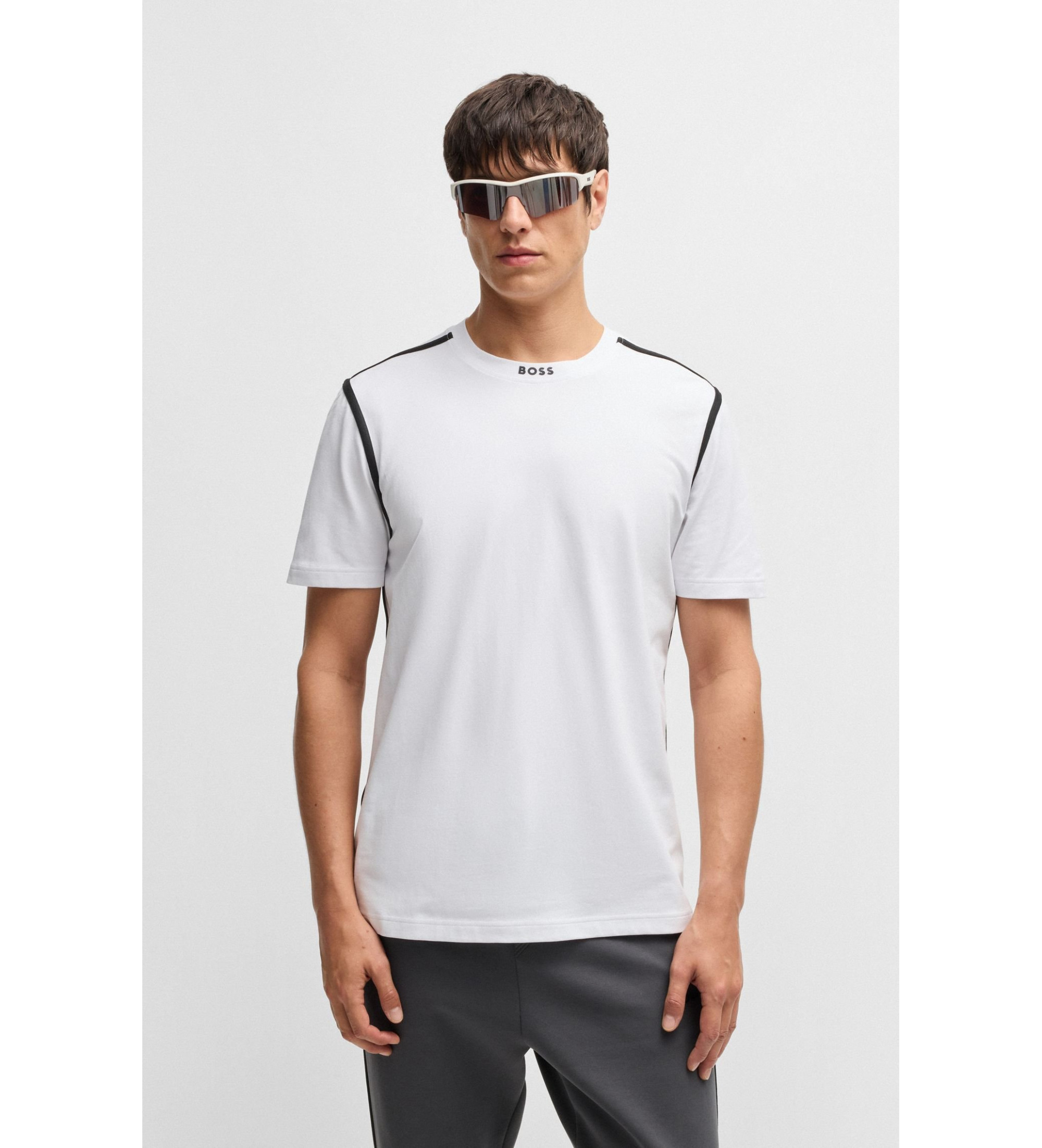 BOSS für Herren. 50531230 Band T-shirt weiß (M), Lässig, Baumwolle, Kurzarm
