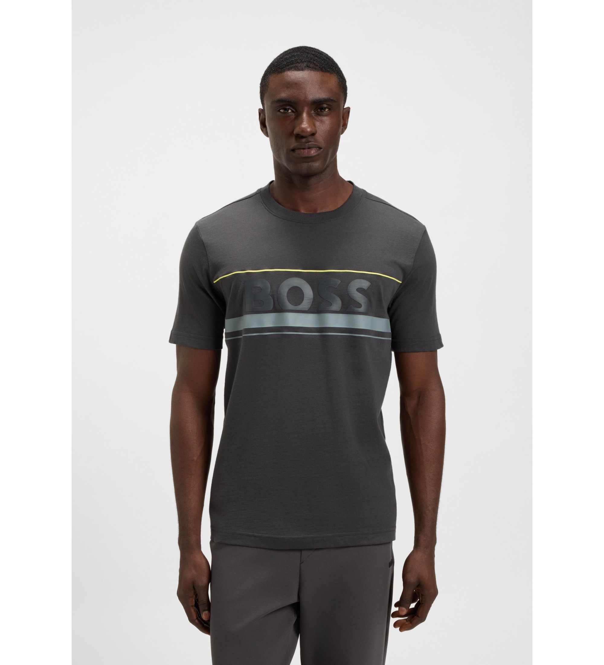 BOSS für Herren. 50550113 Iconic Zone T-shirt dunkelgrau (M), Lässig, Polyester, Kurzarm