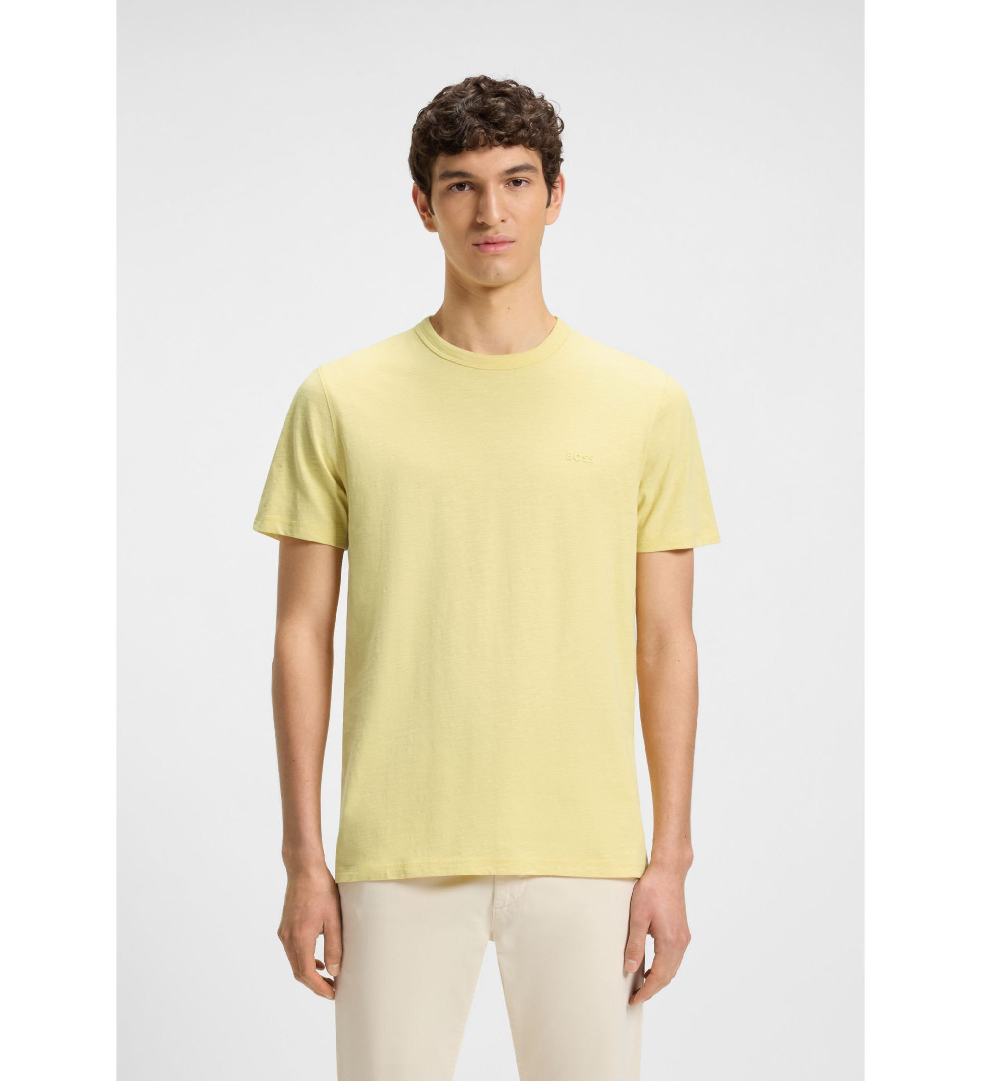 BOSS für Herren. 50508243 Tegood gelbes T-shirt (M), Lässig, Polyester, Kurzarm