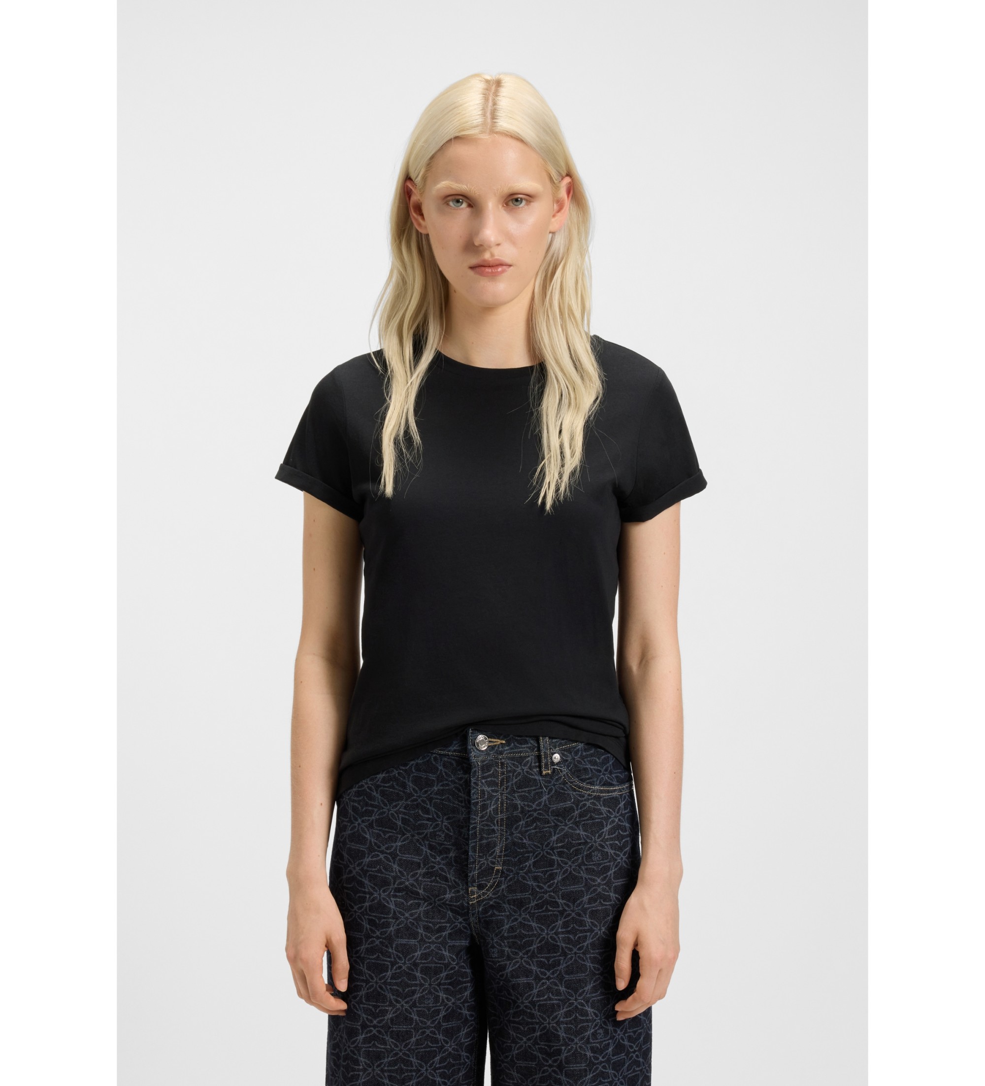 HUGO für Damen. 50417212 Einfarbiges T-shirt schwarz (S), Lässig, Baumwolle, Kurzarm