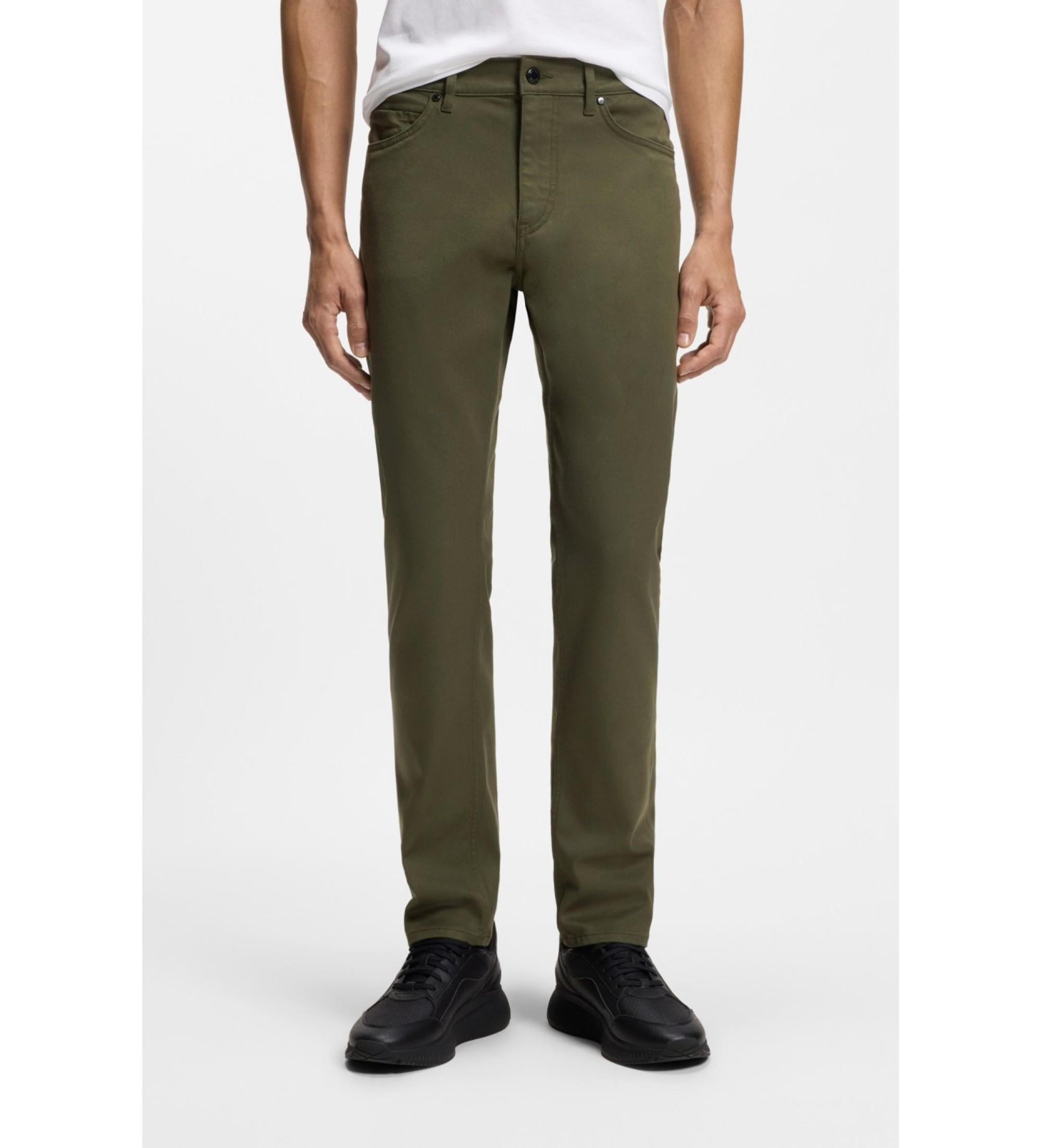 BOSSvoor mannen. 50560463 Tapered Fit Broek groen (35/32), Casual, Polyester