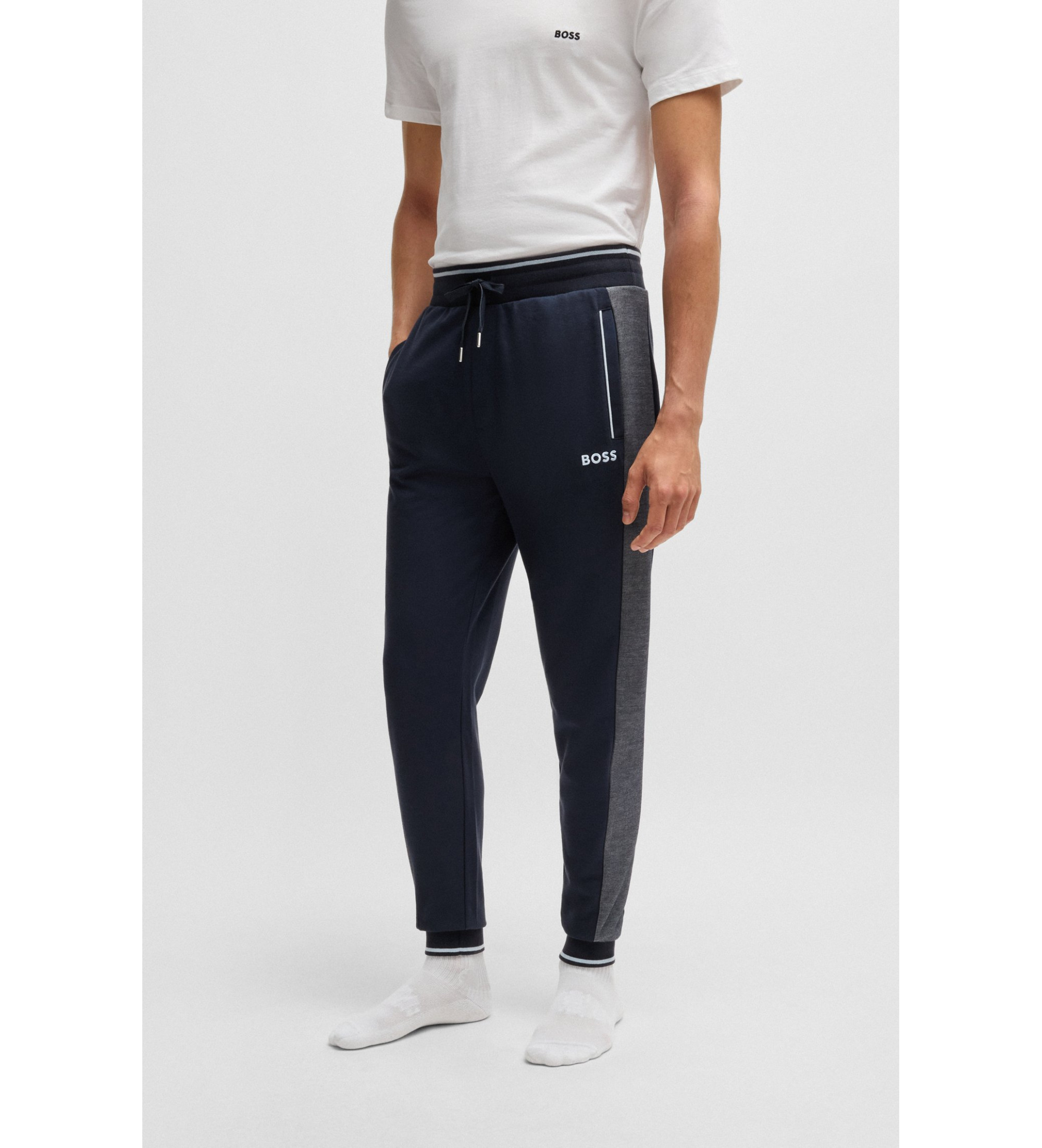 BOSSvoor mannen. 50535852 Trainingsbroek marine (S), Casual, Katoen, Marineblauw