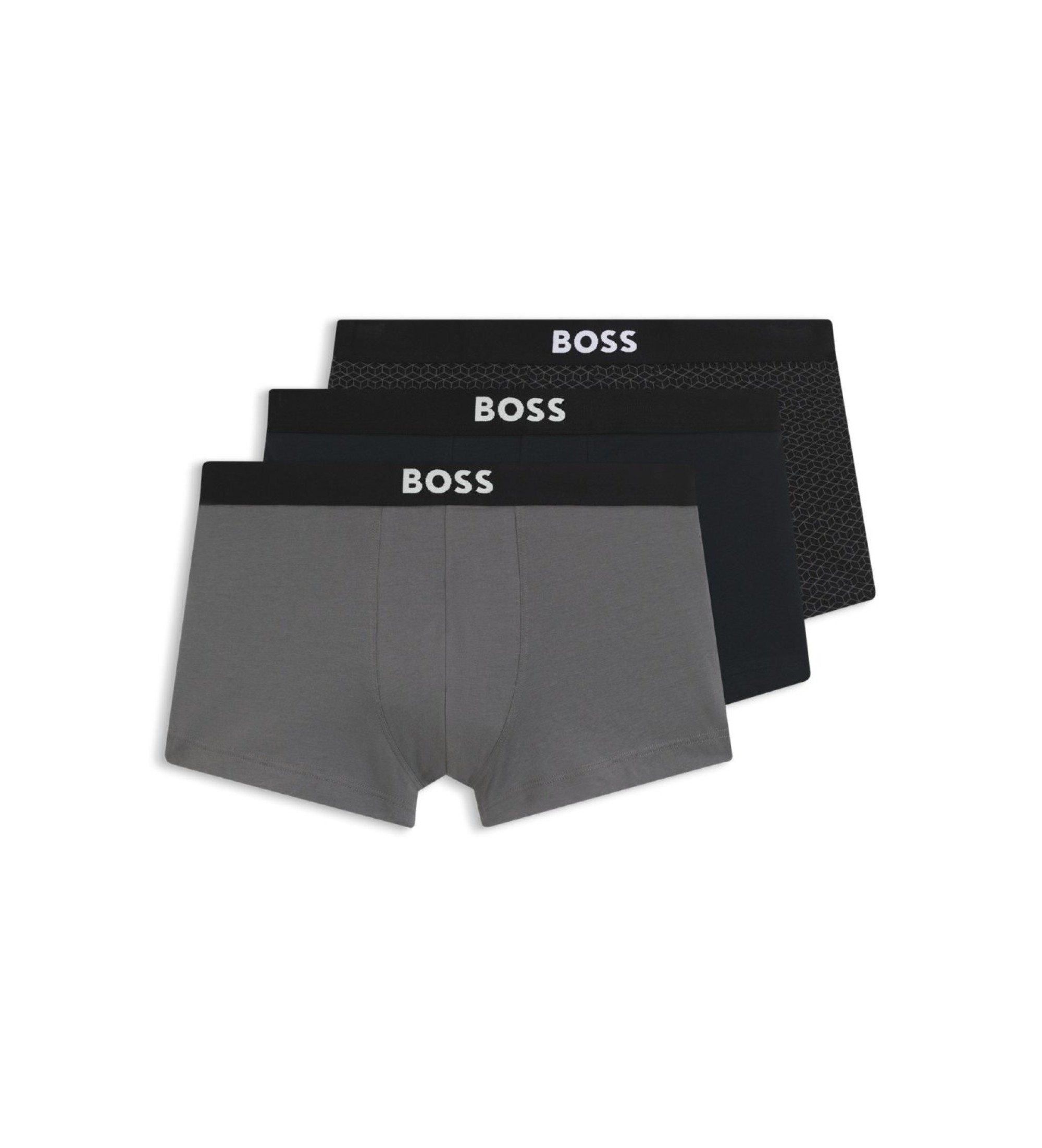 BOSS für Herren. 50549832 Set 3 Boxershorts mit Logos grau, schwarz (XXL), Heimtextilien, Baumwolle