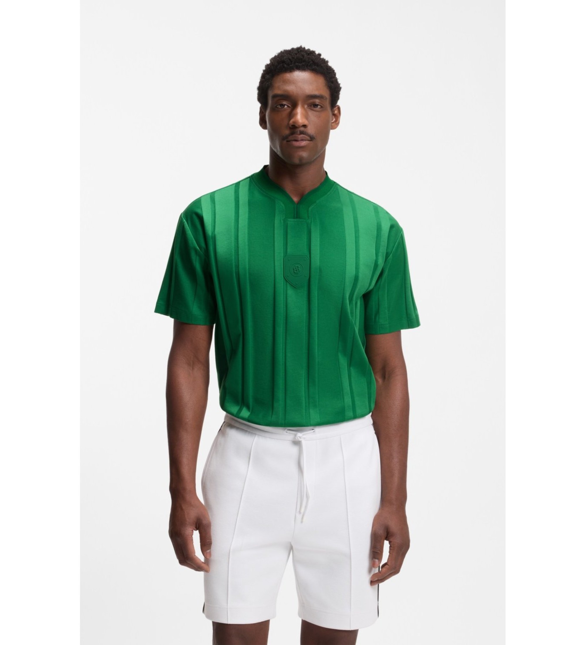 BOSSvoor mannen. 50554645 Groen gestreept T-shirt (XL), Casual, Katoen, Korte mouwen