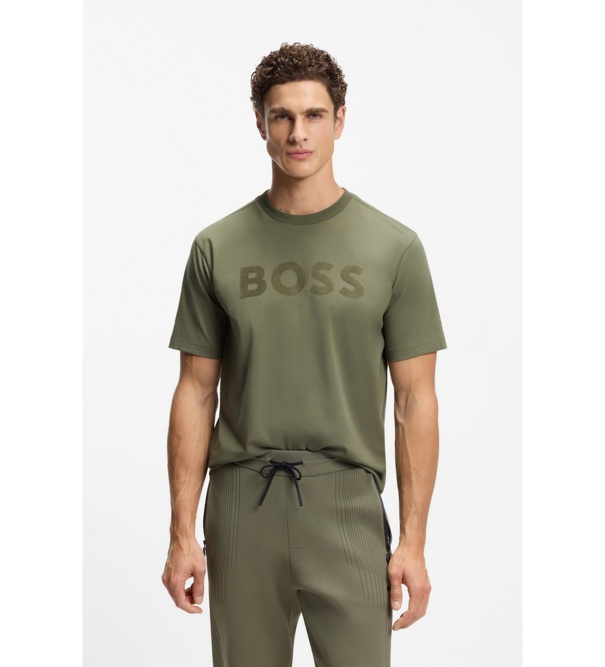 BOSSvoor mannen. 50553636 TS Iconisch Logo T-shirt groen (XXL), Casual, Katoen, Korte mouwen