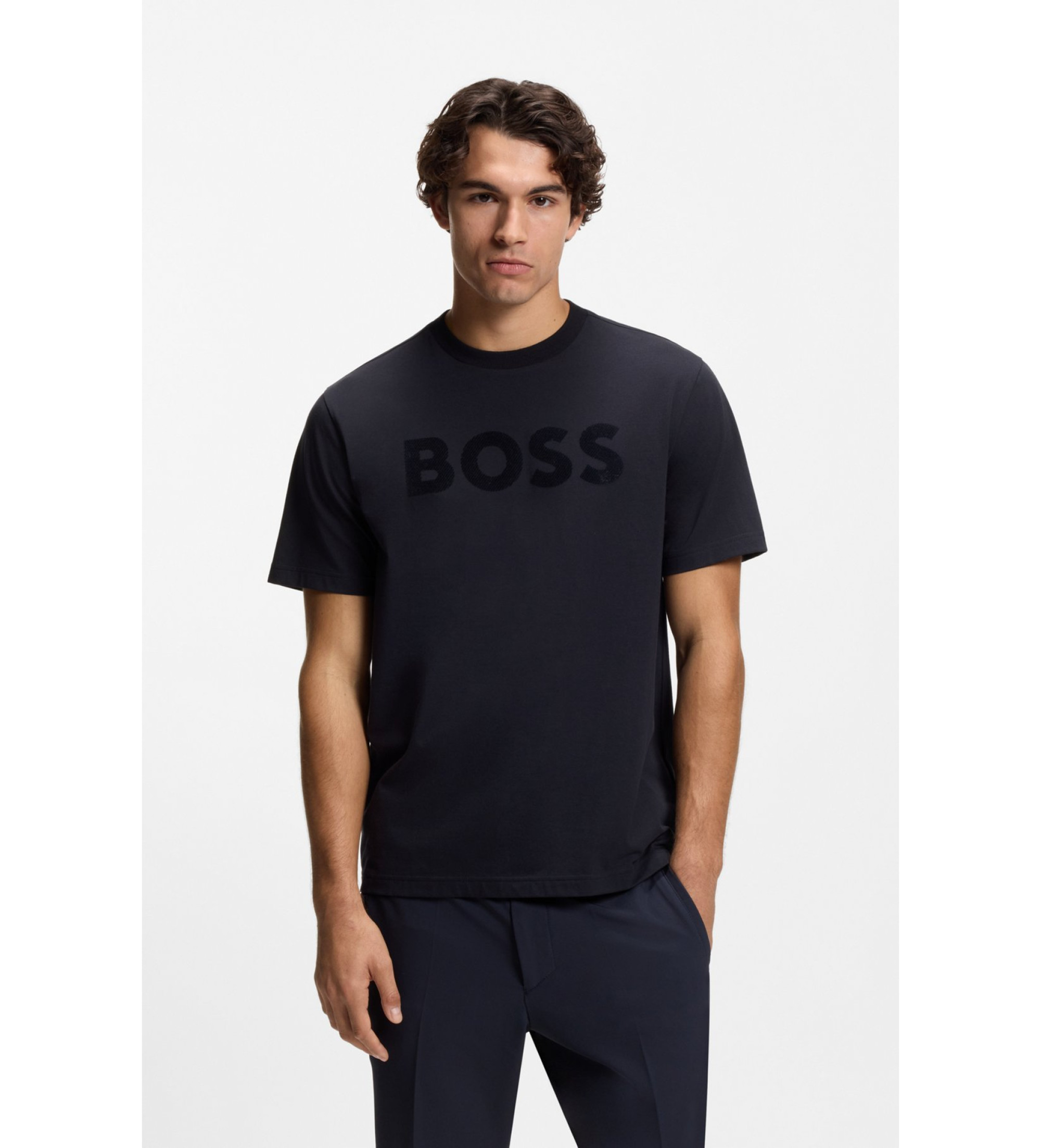 BOSS für Herren. 50553636 TS Iconic Logo T-shirt navy (M), Lässig, Baumwolle, Kurzarm, Marine