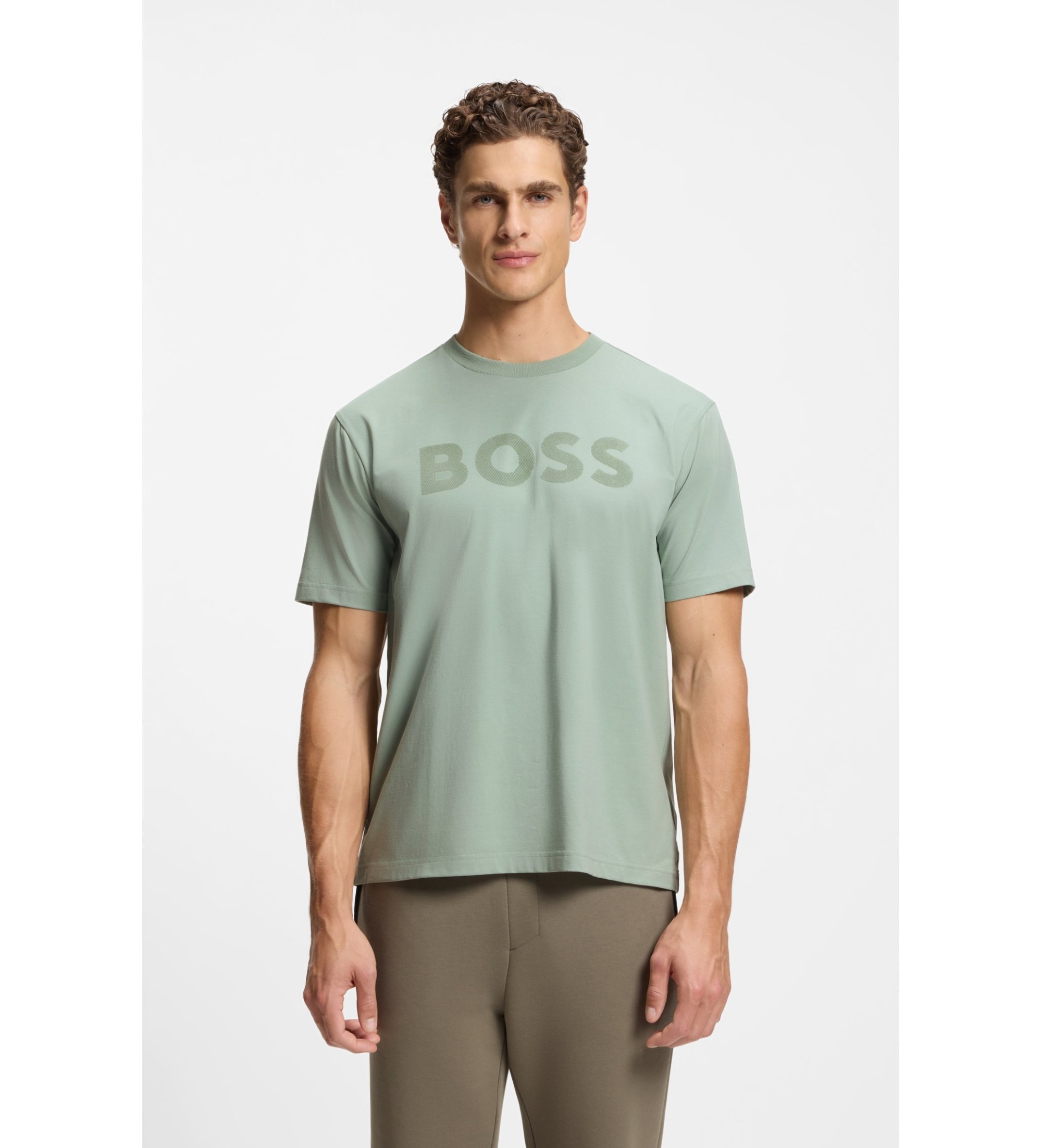 BOSSvoor mannen. 50553636 Relaxed Fit T-shirt groen (XXL), Casual, Katoen, Korte mouwen