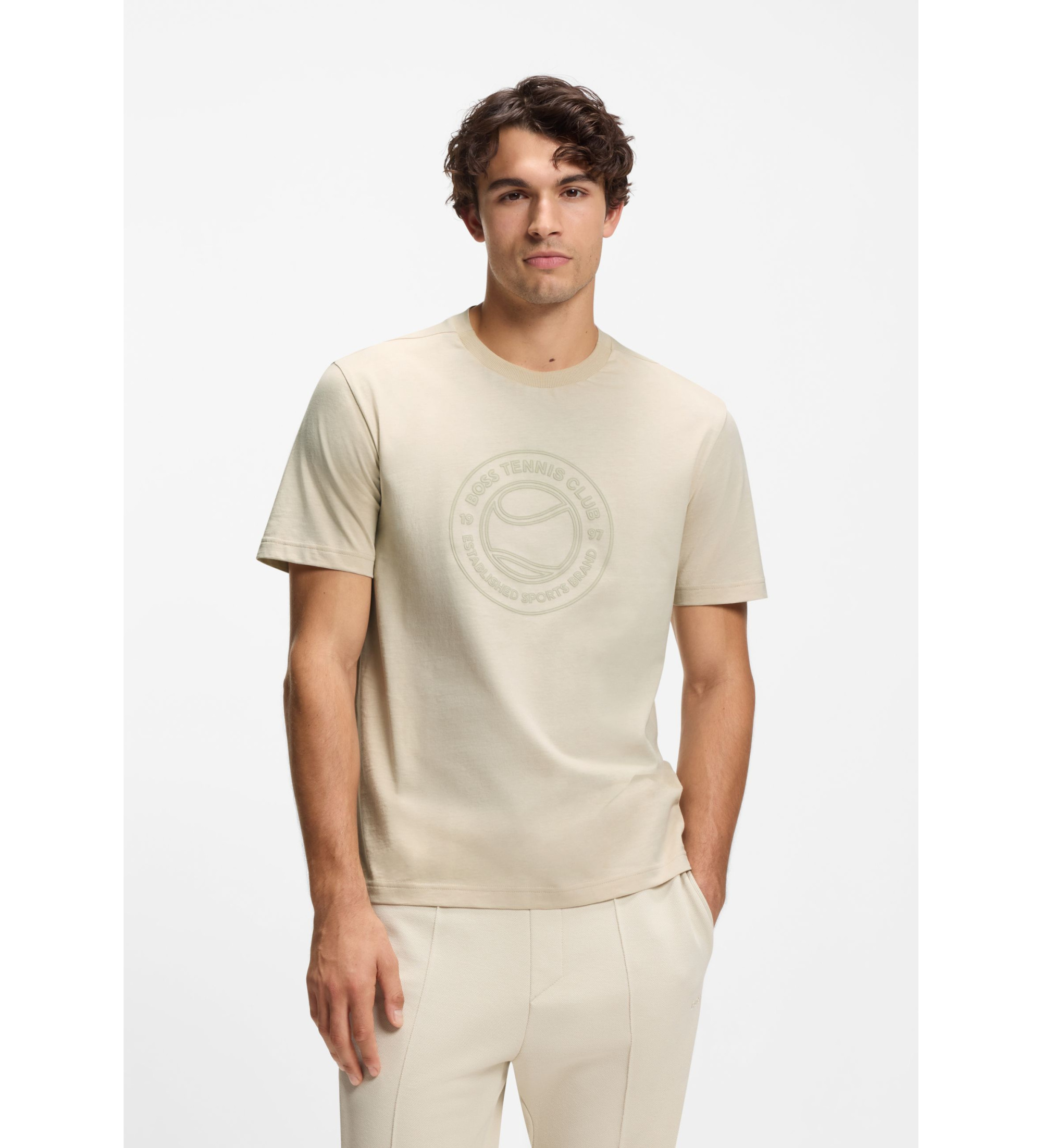 BOSSvoor mannen. 50553648 Join Logo T-shirt beige (XXL), Casual, Katoen, Korte mouwen