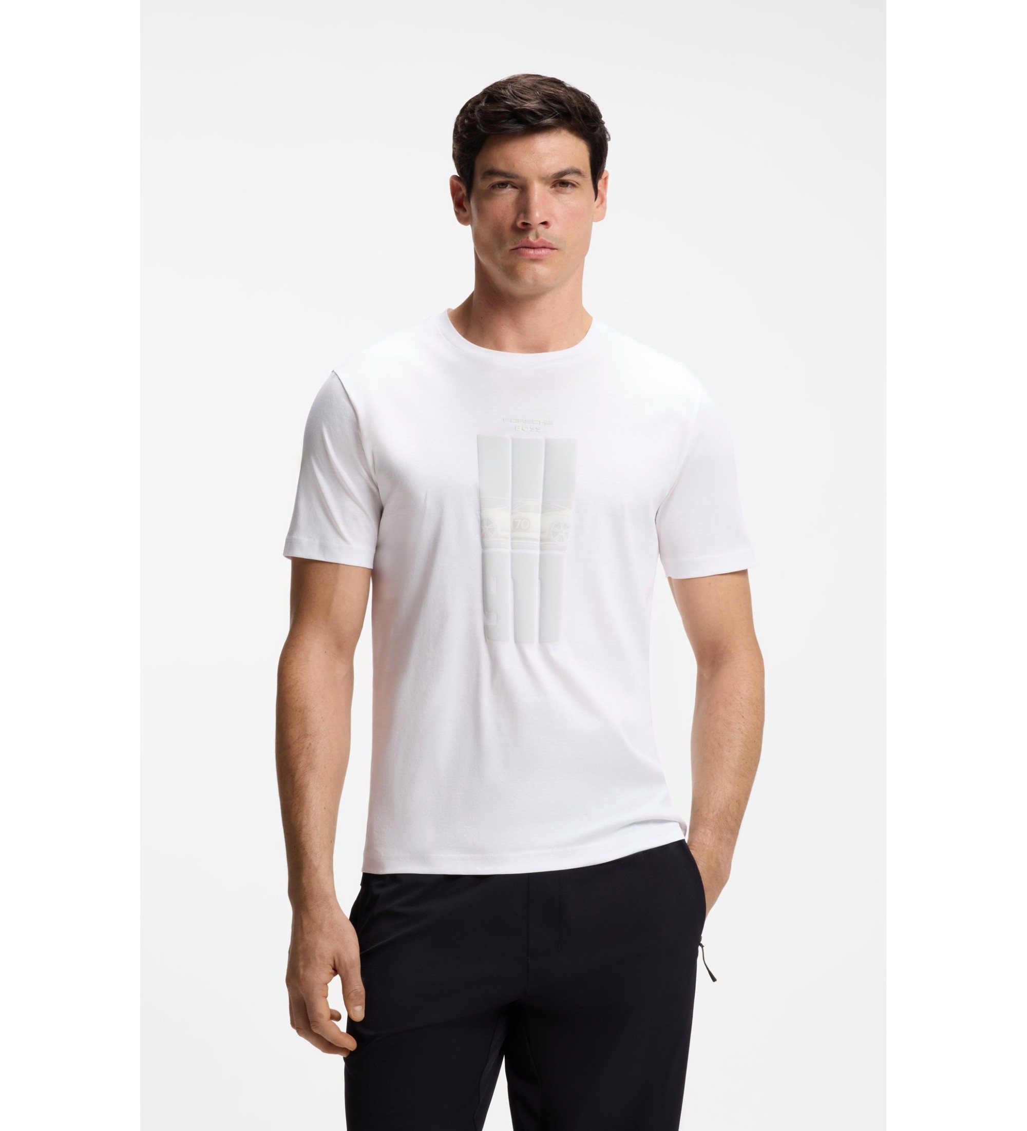 BOSSvoor mannen. 50559811 Gemerceriseerd Katoen Reflecterend T-shirt wit (XL), Casual, Korte mouwen