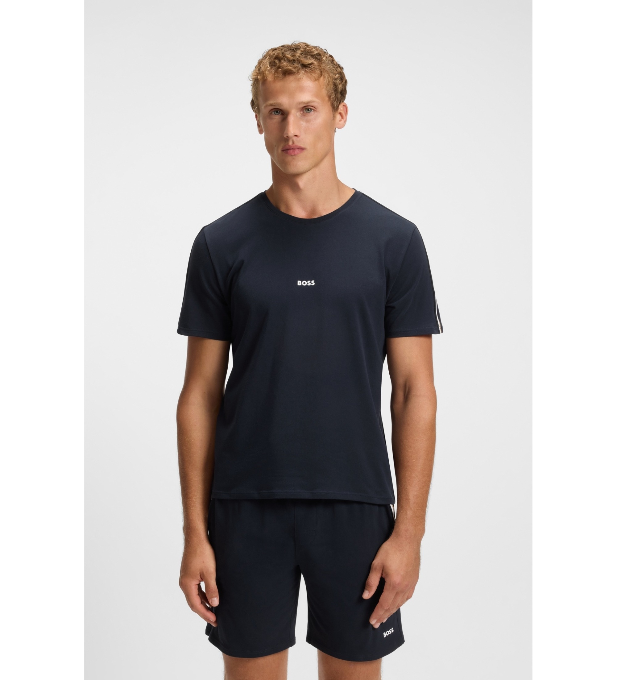 BOSS für Herren. 50545930 Unique T-Shirt marineblau (L), Lässig, Baumwolle, Kurzarm