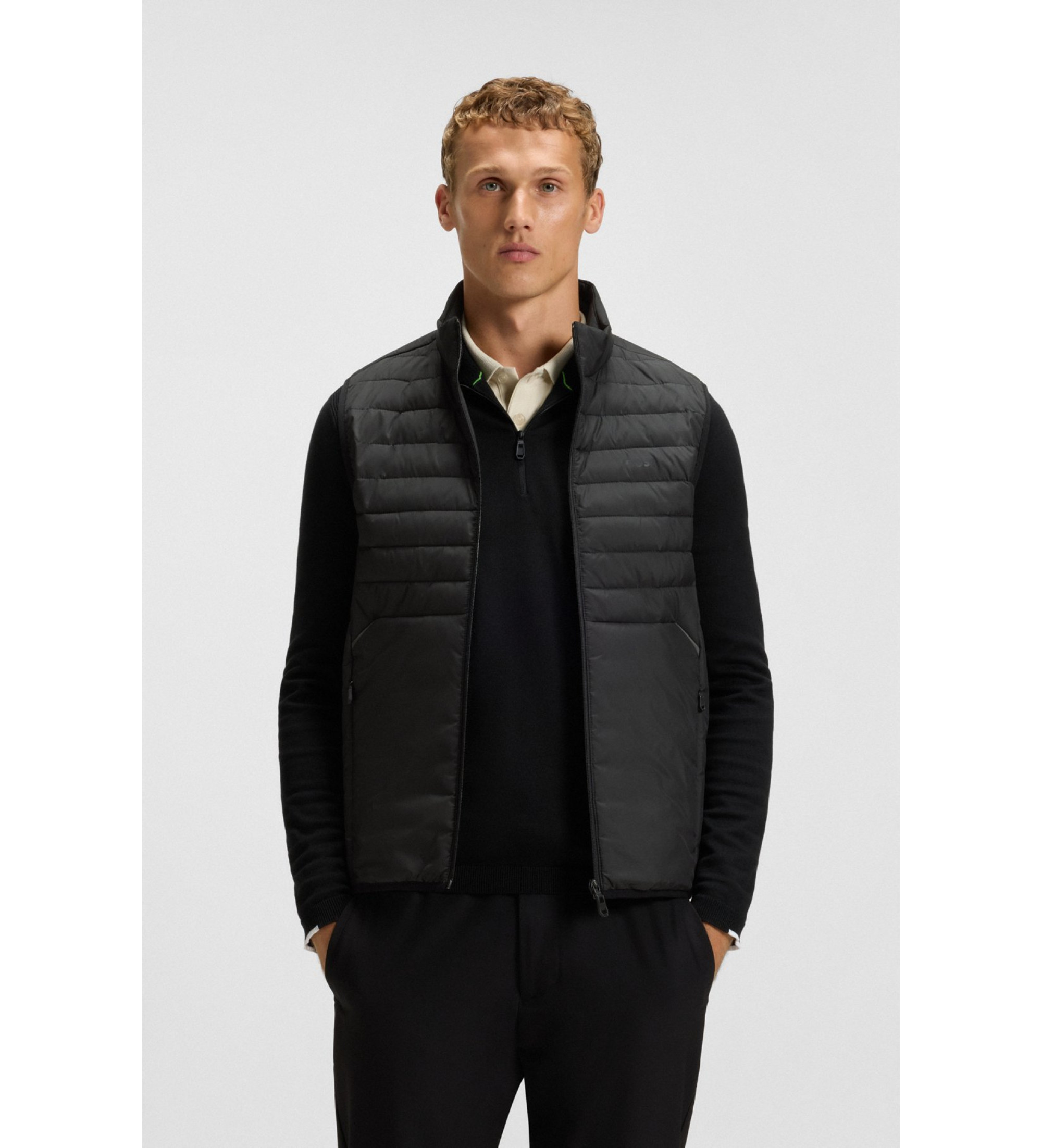 BOSS für Herren. 50545867 Urbanex Weste schwarz (L), Lässig, Polyester