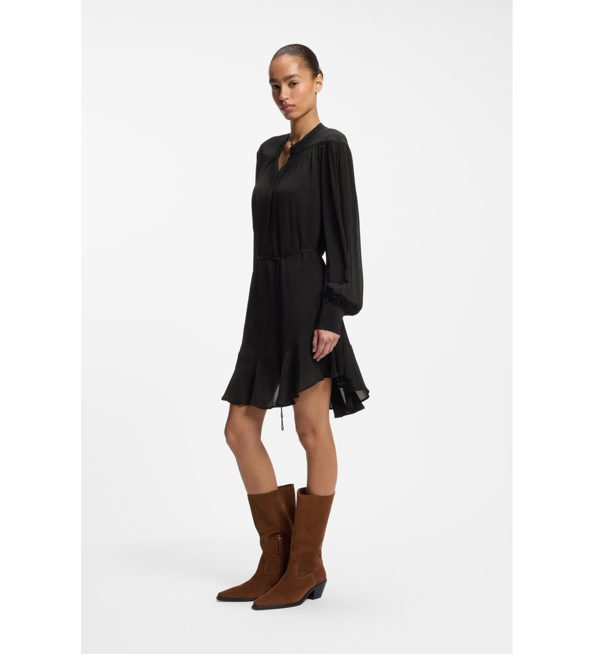 BOSS für Damen. 50564726 Kleid Dassandra schwarz (34), Lässig, Klassisch, Viskose, Langarm