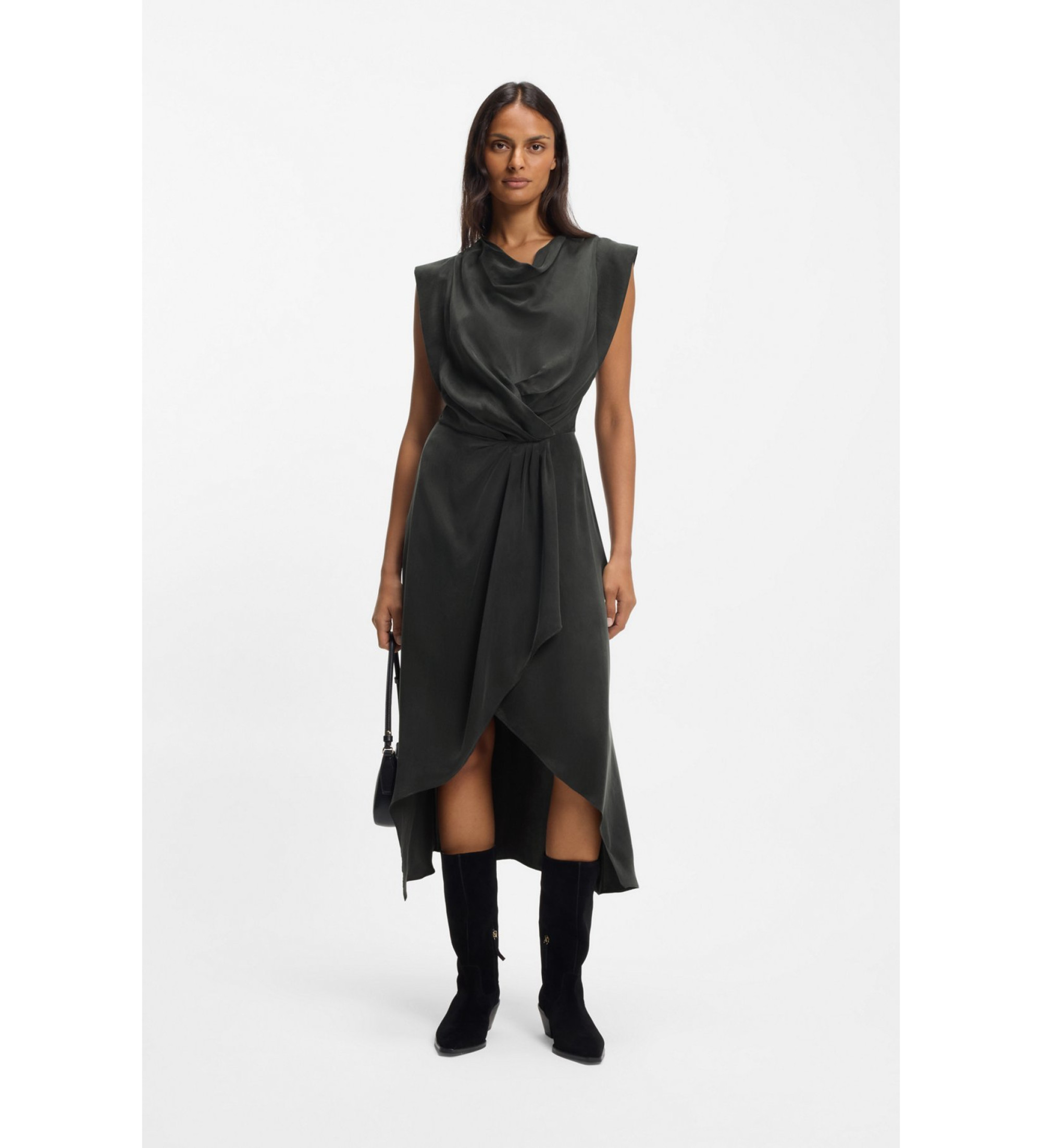 BOSS für Damen. 50553517 Dratty Kleid dunkelgrau (36), Lässig, Synthetisch, Ärmellos / Hosenträger