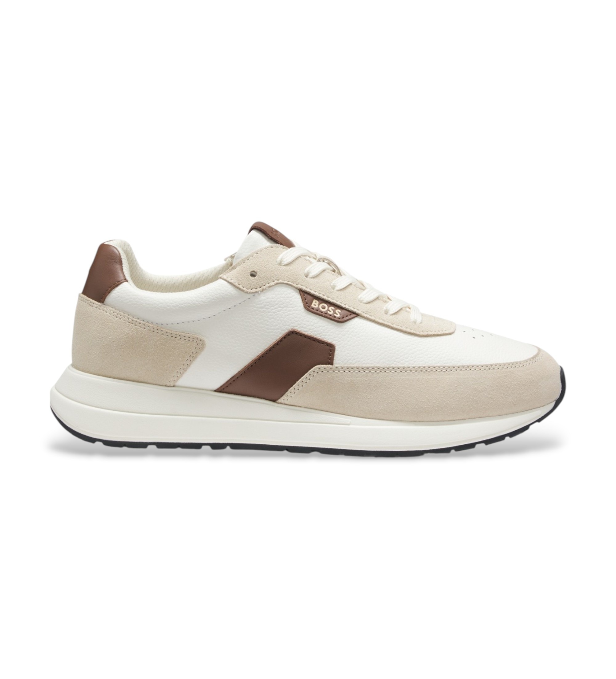 BOSS für Herren. 50568951 Vinston Runn Sneaker aus Leder in Beige (44), Wohnung, Schnürsenkel, Lässig