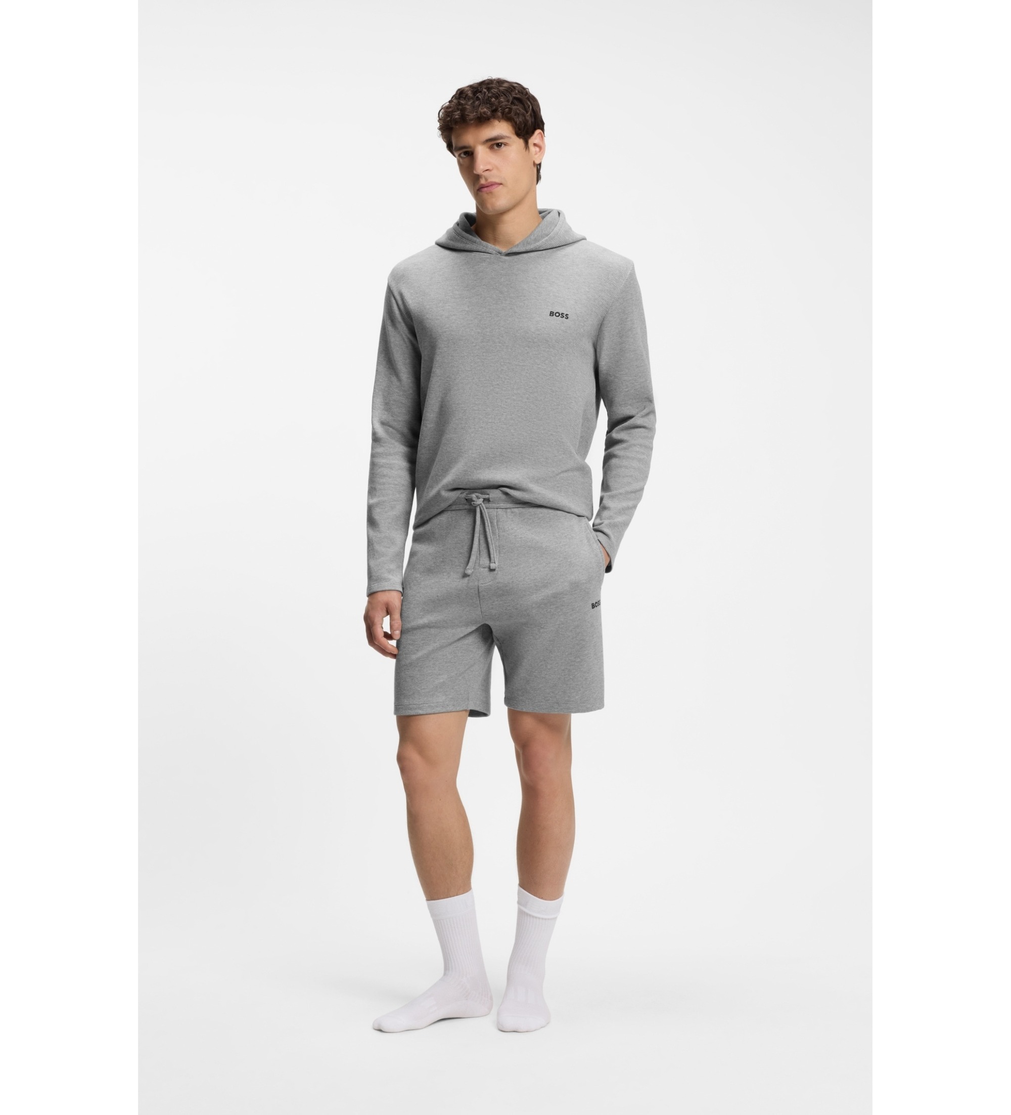 BOSS für Herren. 50535884 Waffle-Shorts mittelgrau (M), Lässig, Heimtextilien, Baumwolle