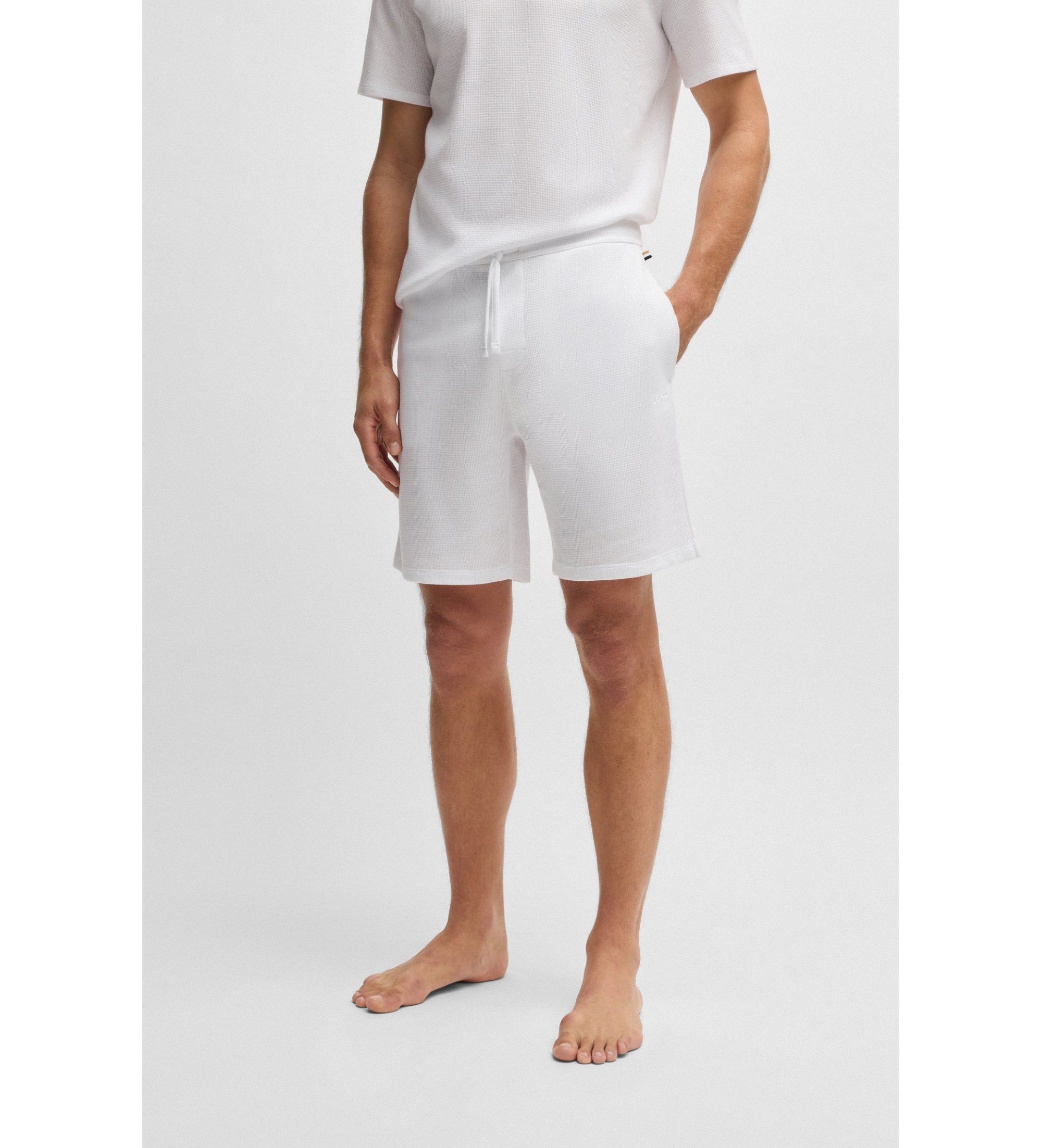 BOSS für Herren. 50535884 Weiße Netz-Pyjama-Shorts (S), Heimtextilien, Baumwolle