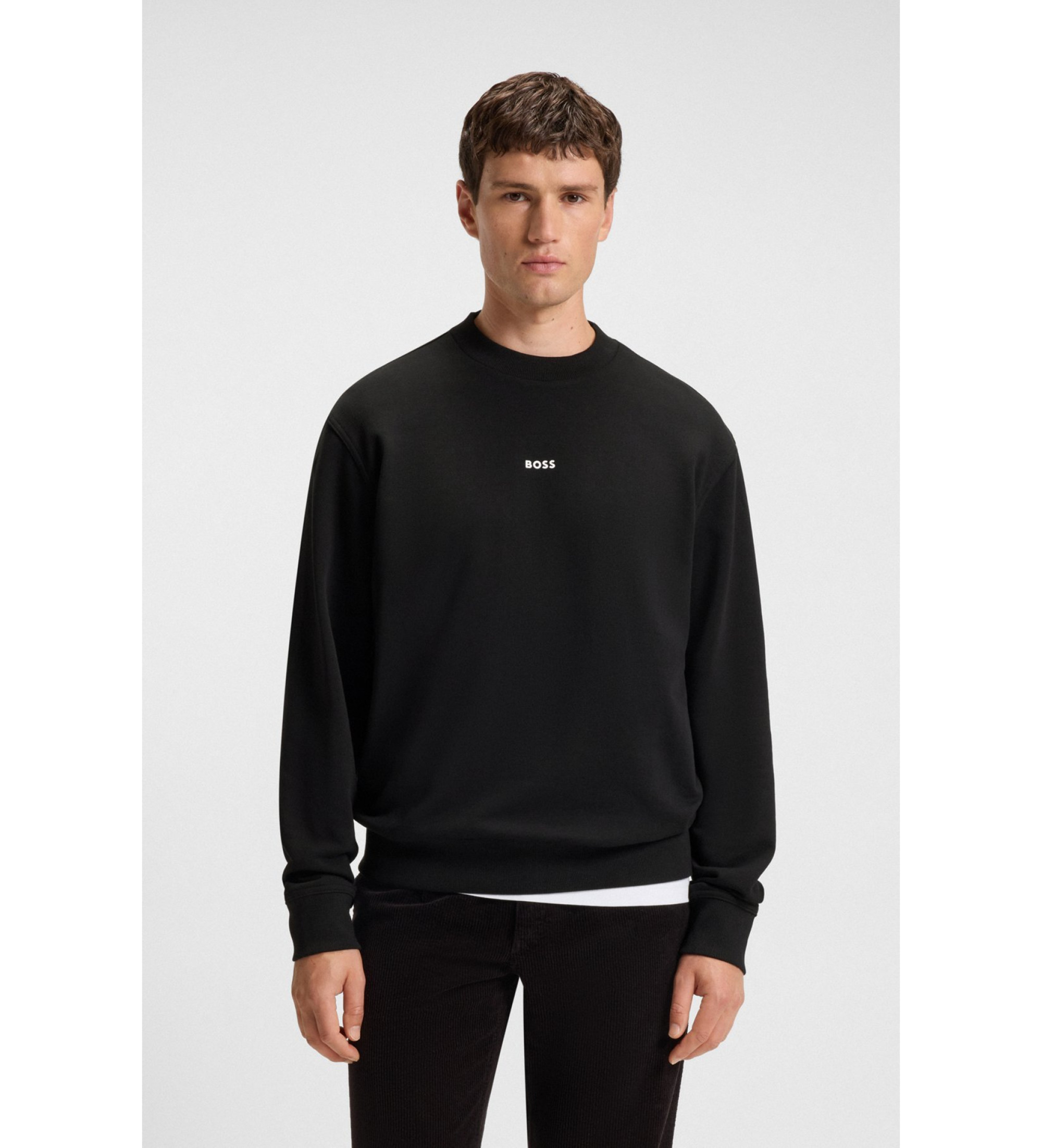 BOSS für Herren. 50514541 WeSmallcrew Sweatshirt schwarz (S), Lässig, Baumwolle