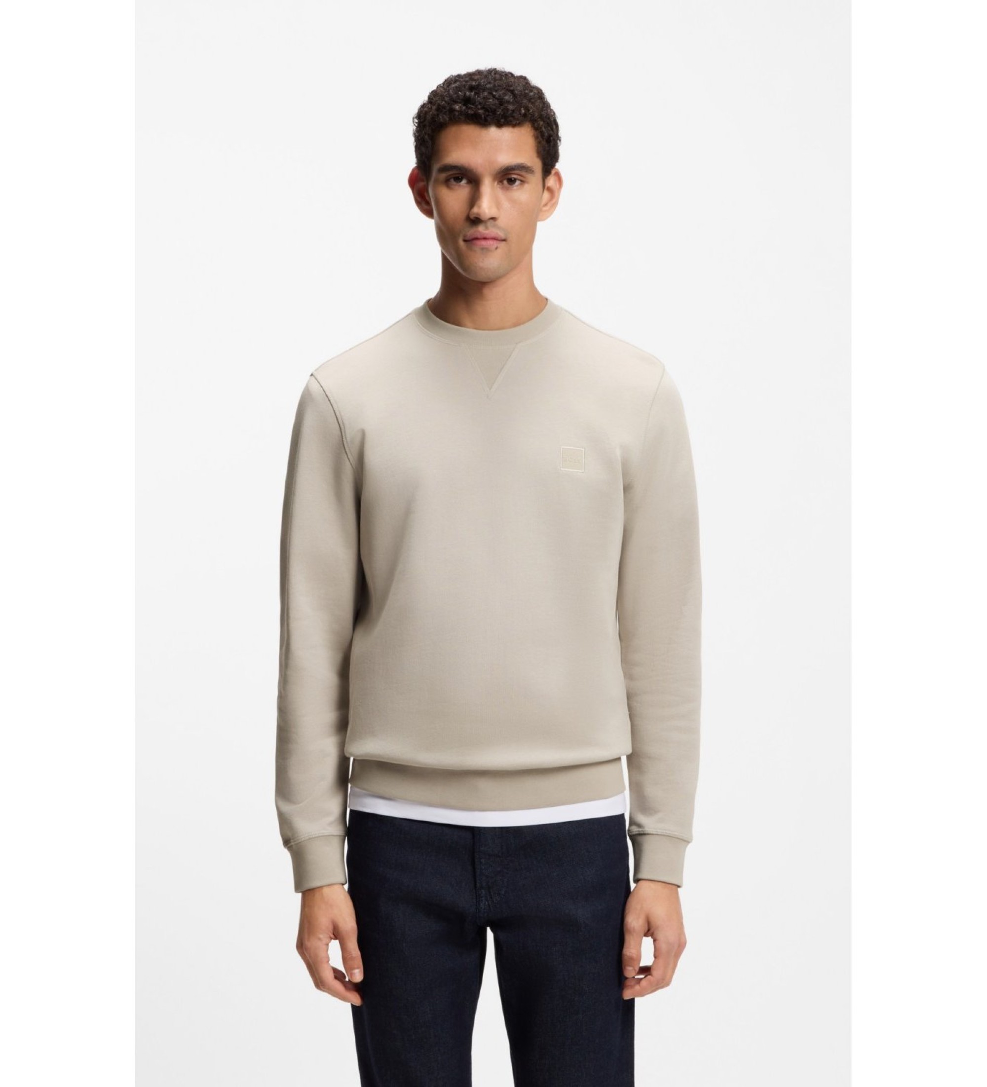 BOSS für Herren. 50509323 Sweatshirt Applique Logo beige (S), Lässig, Baumwolle