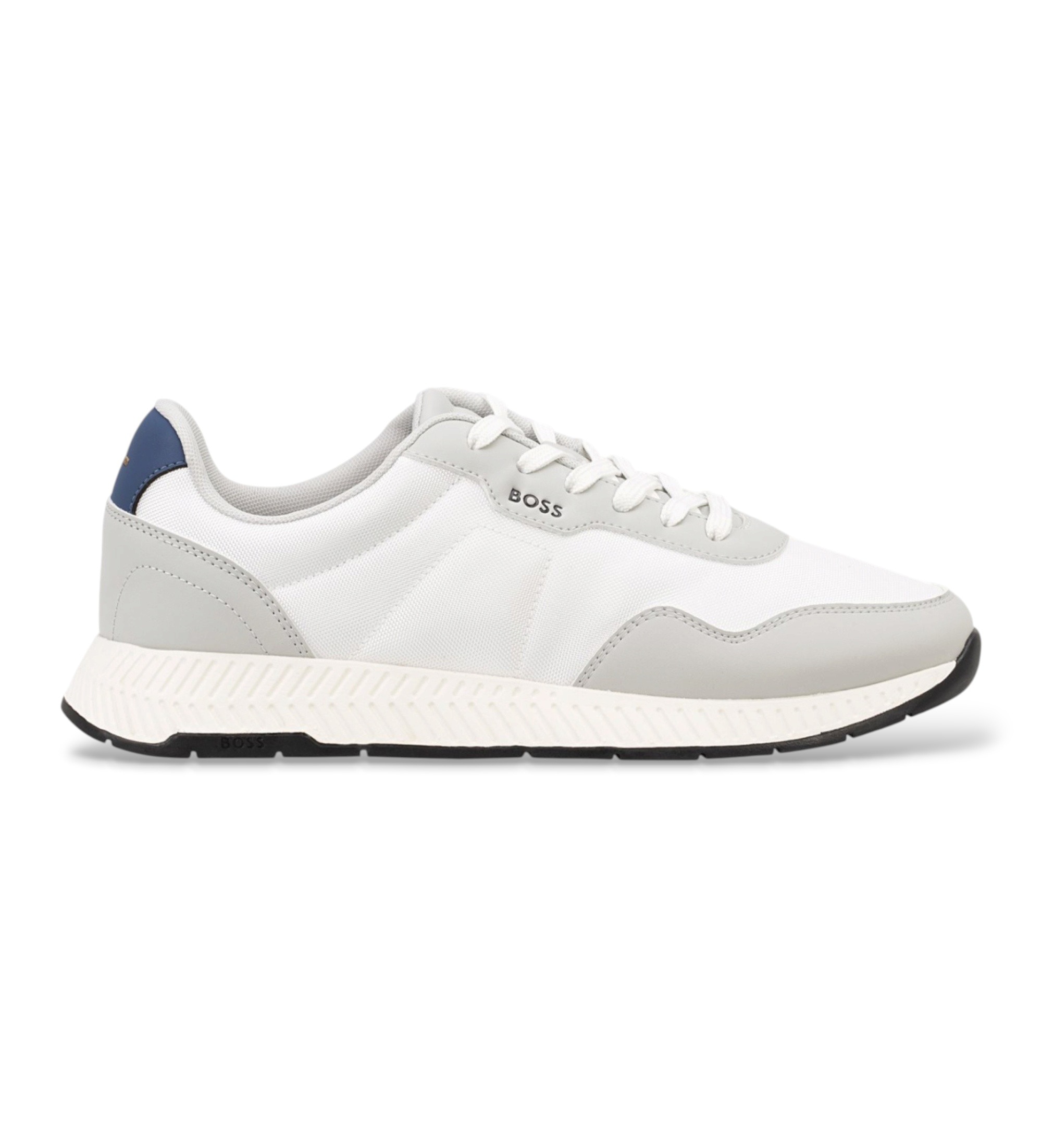 BOSS für Herren. 50536481 Niedrige Sneaker mit grau strukturierten Obermaterialien (43), Wohnung, Schnürsenkel, Lässig