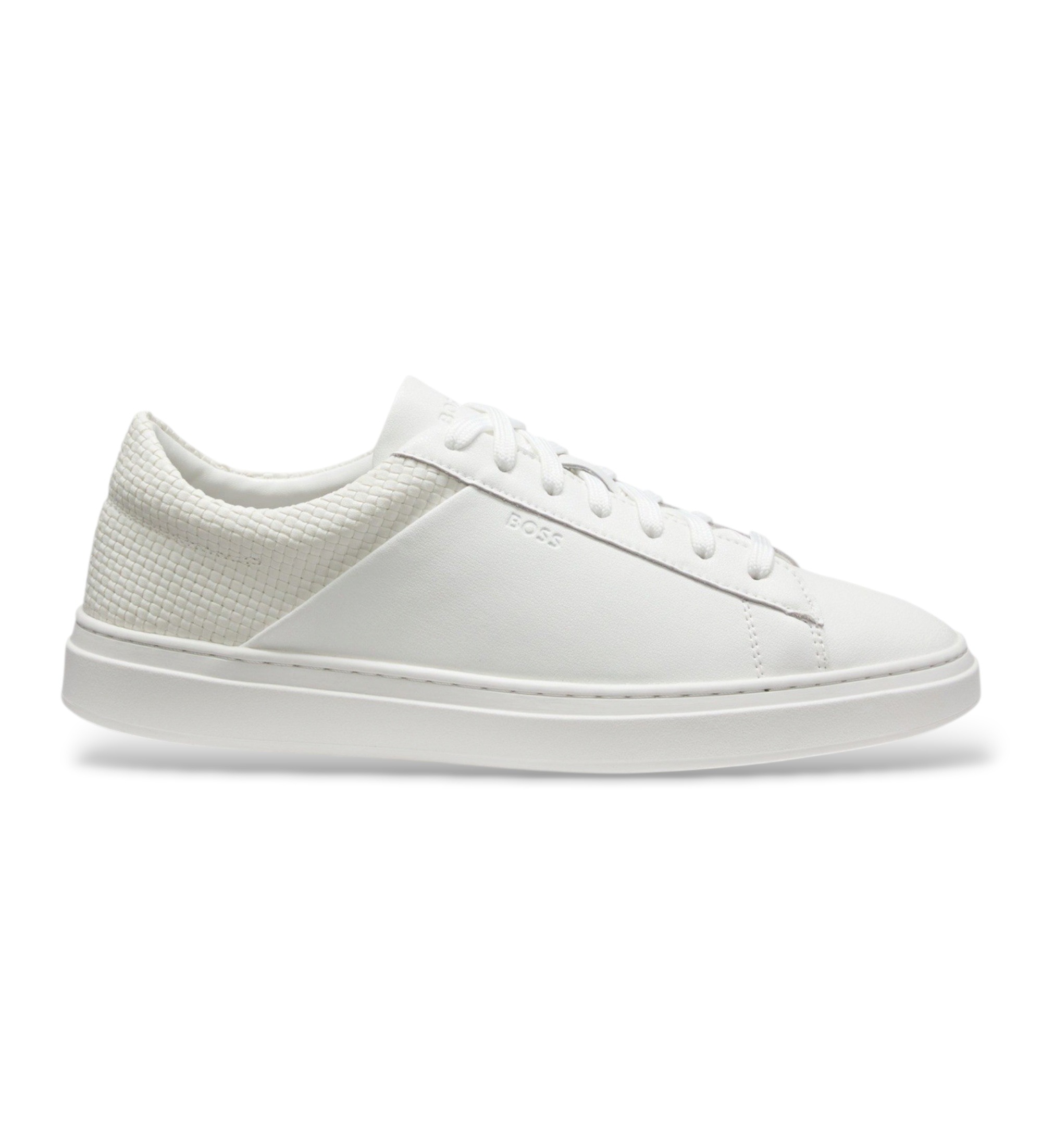 BOSS für Herren. 50563591 Kieran Tenn Ledersneaker weiß (39), Wohnung, Schnürsenkel, Lässig