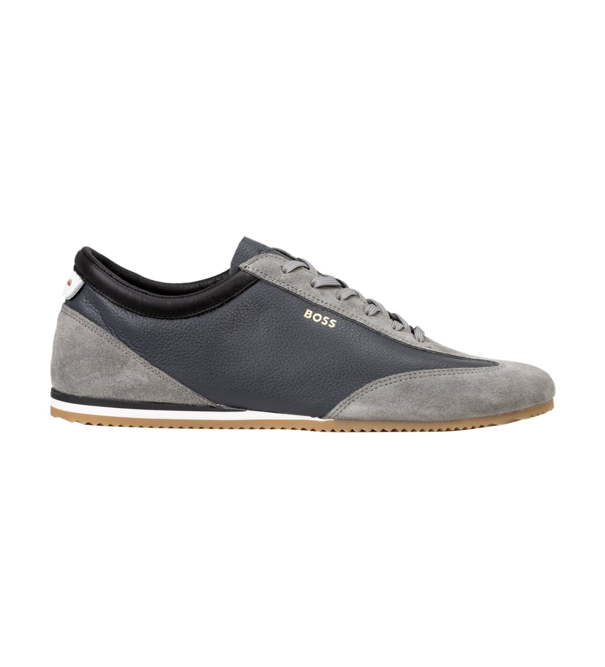 BOSS für Herren. 50568463 Lineor Lowp Leder-Sneaker marineblau (44), Wohnung, Schnürsenkel, Lässig