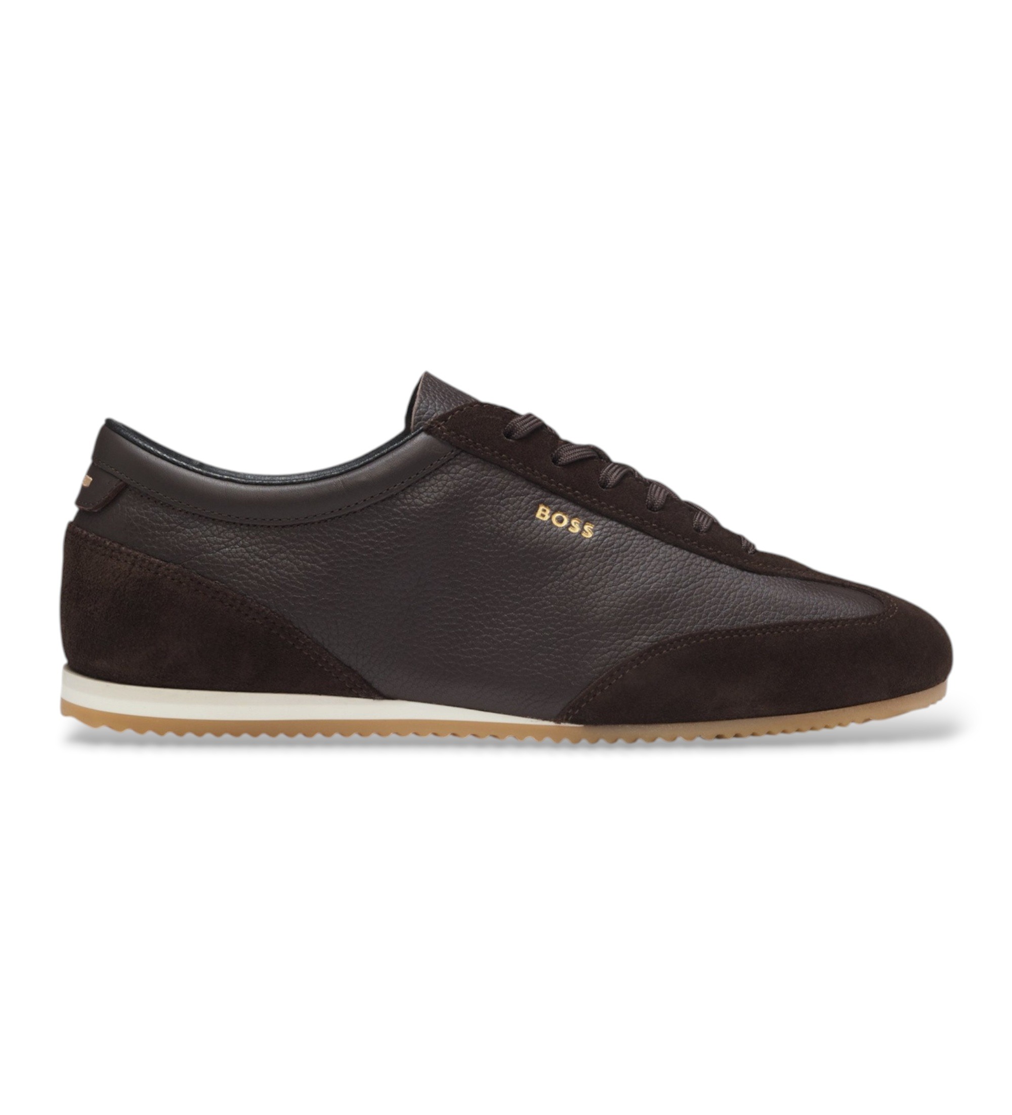 BOSS für Herren. 50568463 Lineor Lowp Ledersneaker in Dunkelbraun (43), Wohnung, Schnürsenkel, Lässig