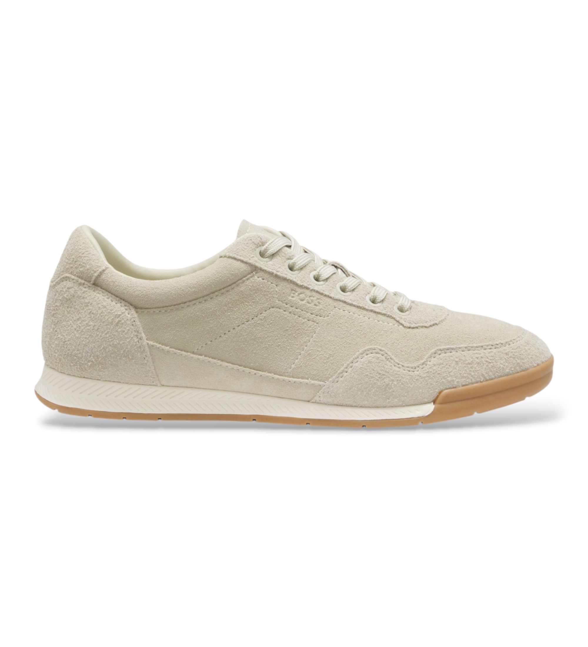 BOSS für Herren. 50563598 Nitan Lowp Leder-Sneaker in Beige (44), Wohnung, Wildleder, Schnürsenkel, Lässig