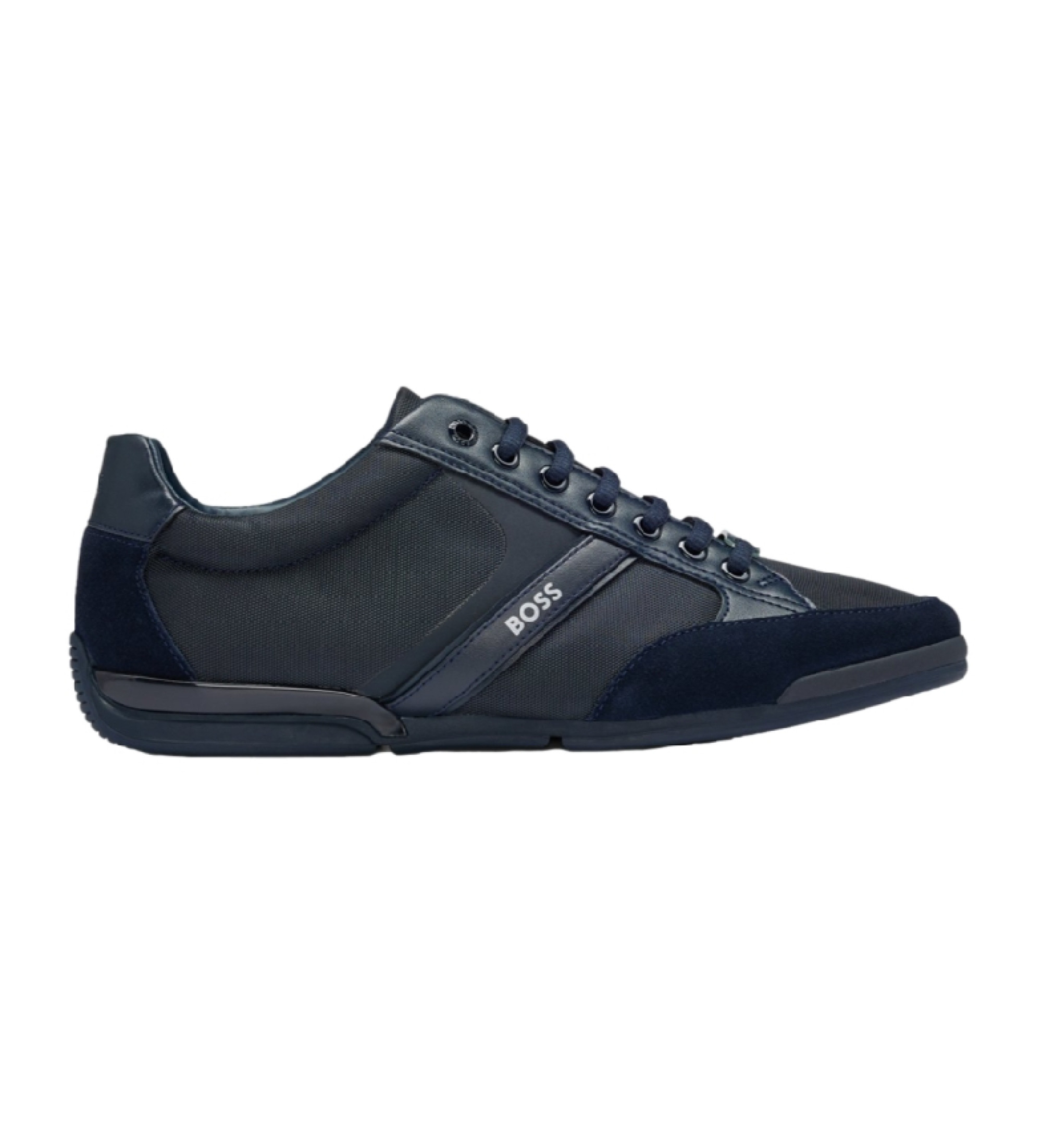 BOSS für Herren. 50498265 Saturn marineblaue Lederturnschuhe (45), Wohnung, Schnürsenkel, Lässig