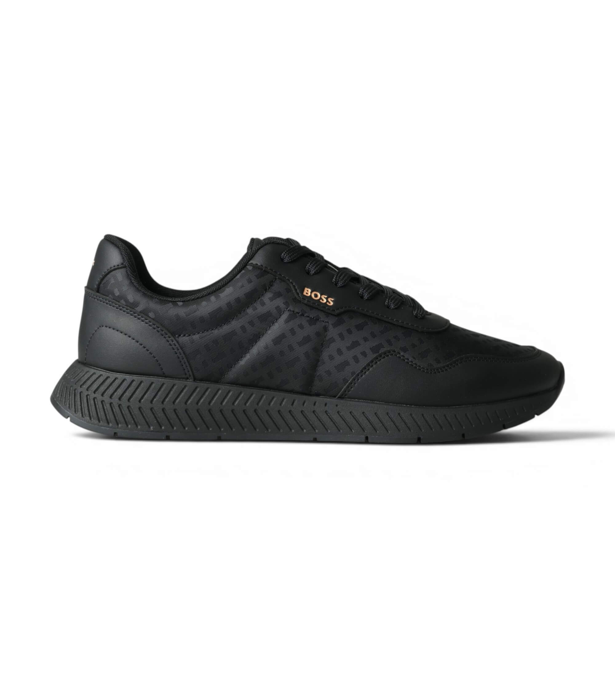 BOSS für Herren. 50568772 Titanium Runn Laufschuhe, schwarz (45), Wohnung, Schnürsenkel, Lässig