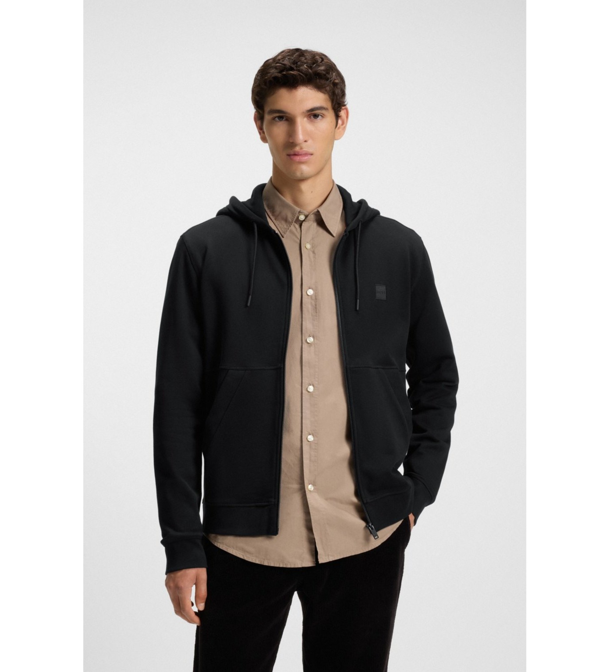 BOSS für Herren. 50508578 Schwarzes Sweatshirt mit Kapuze und Reißverschluss (3XL), Lässig, Baumwolle