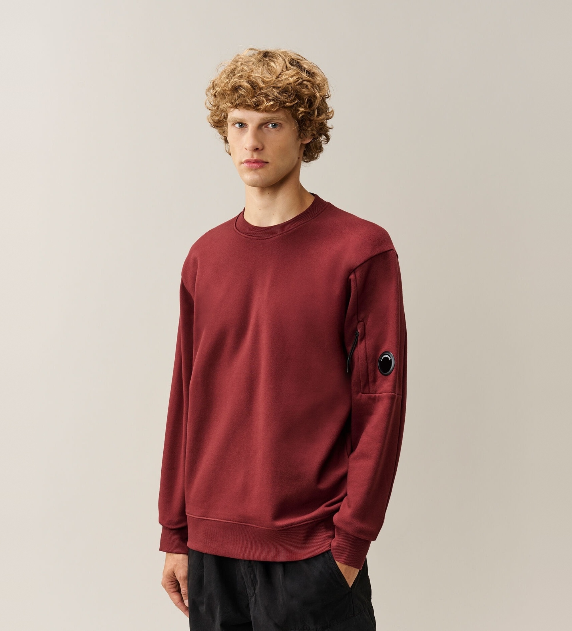 C.P. Company für Herren. 21CMSS713A005086W Sweatshirt Crew Lens rot (L), Lässig, Baumwolle