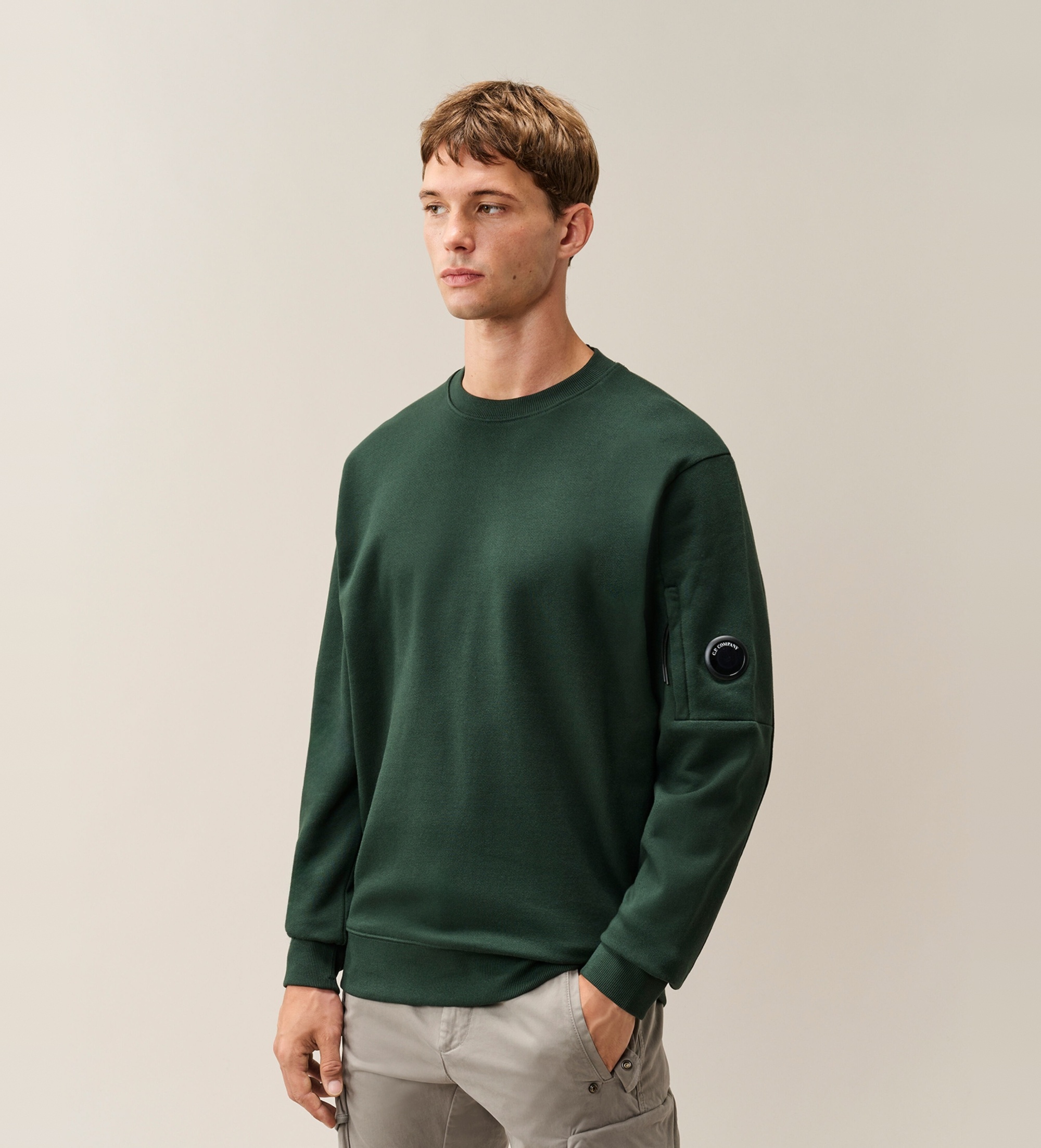 C.P. Company für Herren. 21CMSS713A005086W Sweatshirt Crew Lens grün (S), Lässig, Baumwolle