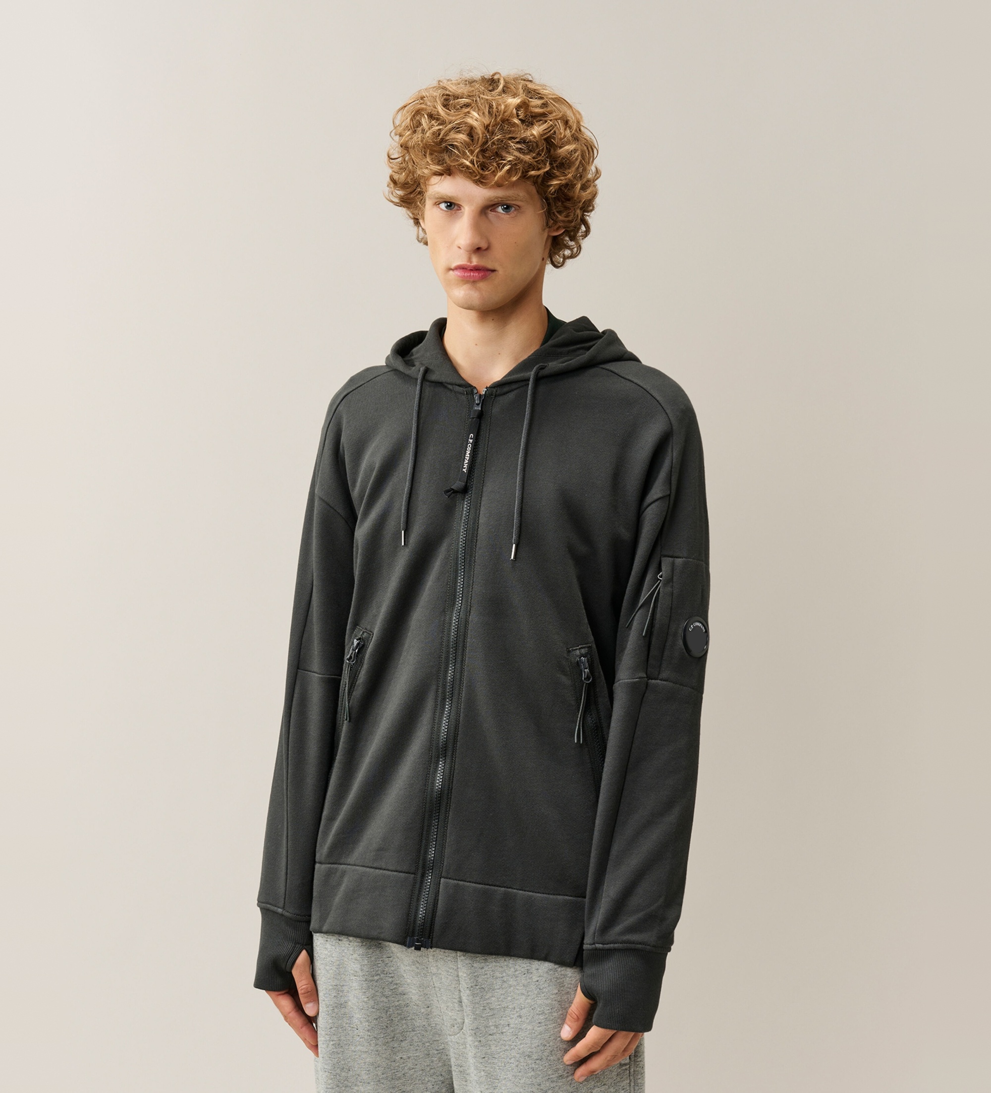 C.P. Company für Herren. 21CMSS716A005086W Lens Zip Sweatshirt schwarz (S), Lässig, Baumwolle