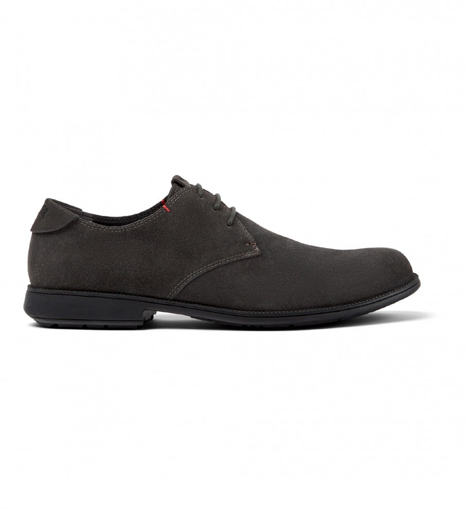 Campervoor mannen. 18552-086 Leren schoenen 1913 donkergrijs (41), Leer, Plat, Veters, Casual