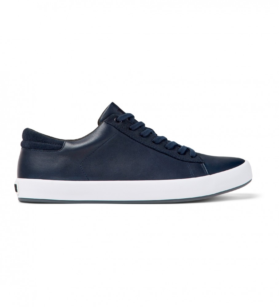 Campervoor mannen. K100231-023 Andratx Leren Sneakers marine (45), Leer, Plat, Veters, Casual, Marineblauw