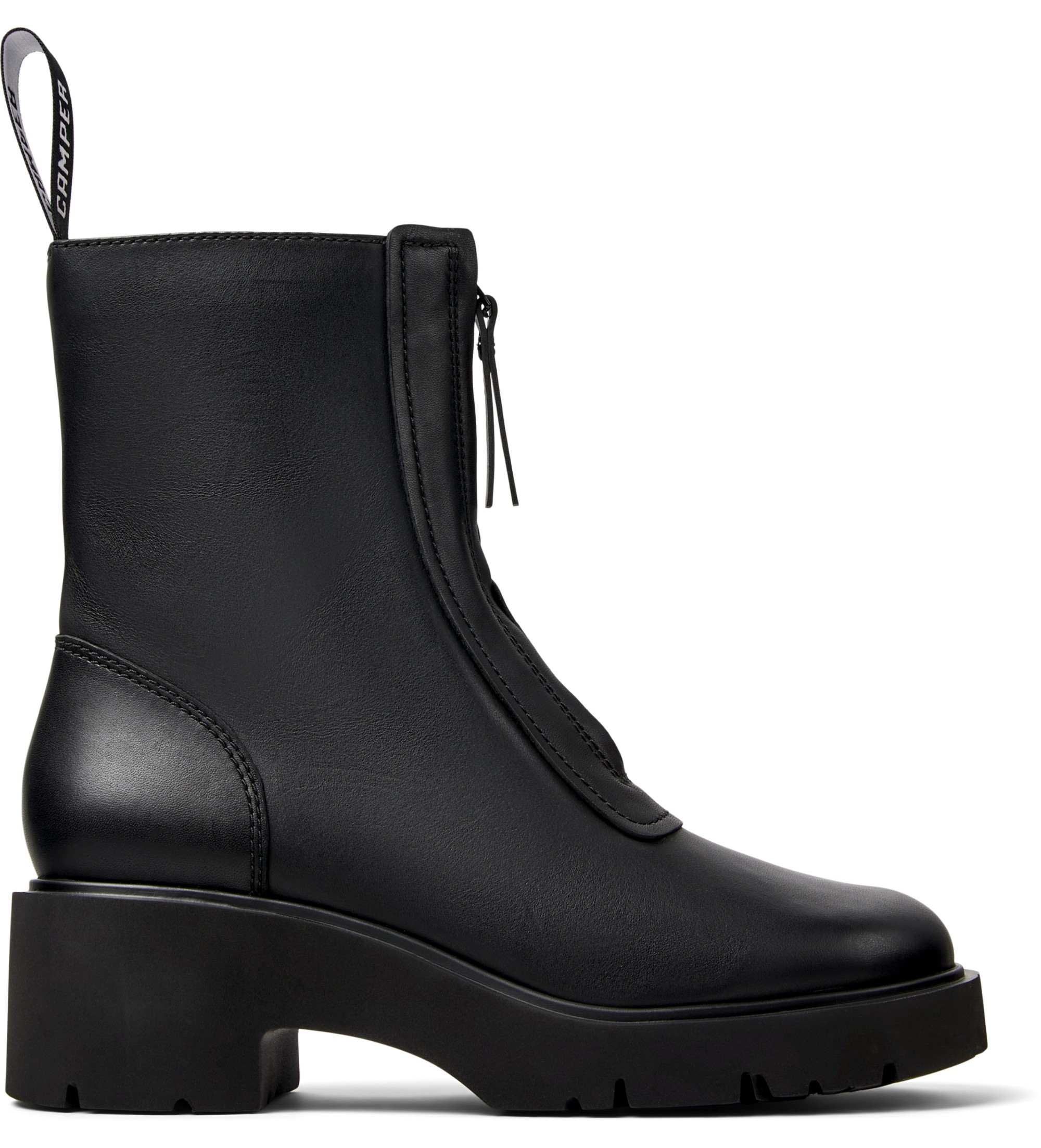 Camper für Damen. K400776-001 Milah Lederstiefel schwarz (39), 1 bis 3 cm, Reißverschluss, Lässig