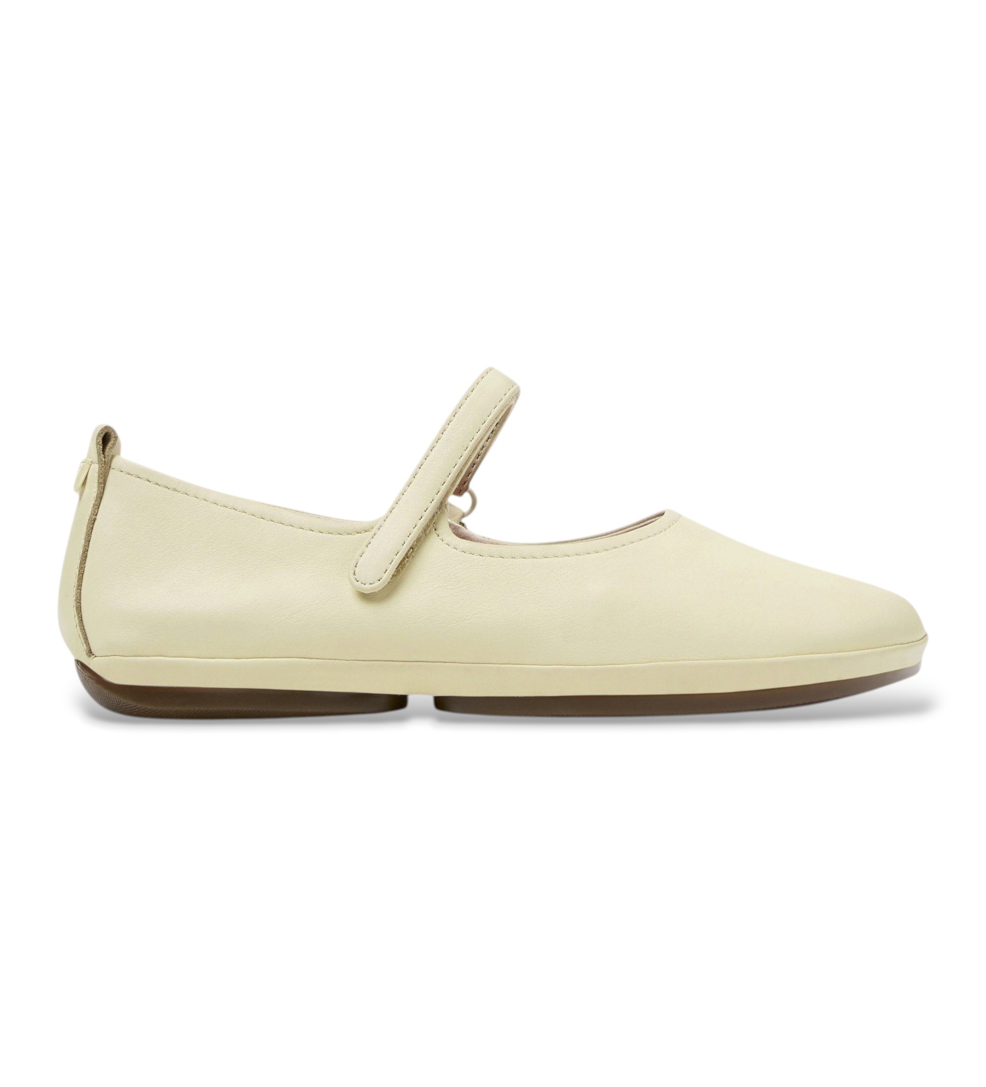 Camper für Damen. K201365-036 Right Nina beige leather ballet flats (36), Leder, Wohnung, Klettverschluss, Lässig