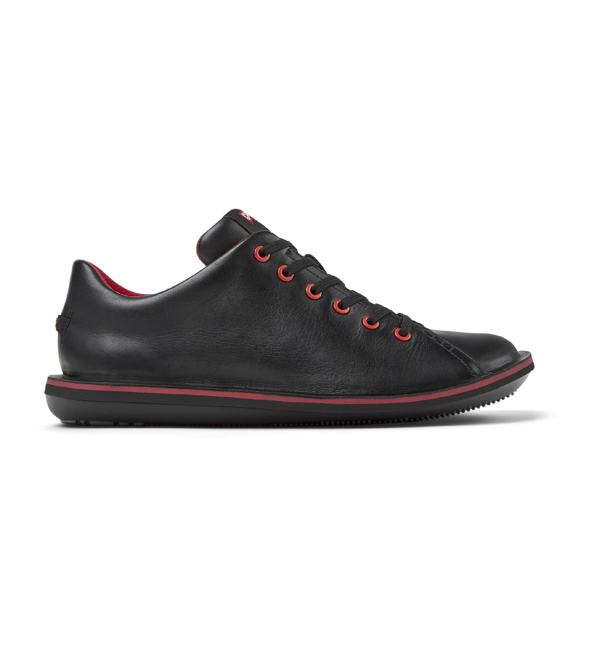Campervoor mannen. 18648-074 Kever leren schoenen zwart (39), Leer, Plat, 1 tot 3 cm, Veters, Casual