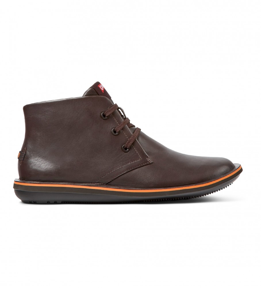 Campervoor mannen. 36530-060 Bruine Kever Leren Enkellaarsjes (39), Leer, Plat, Veters, Casual