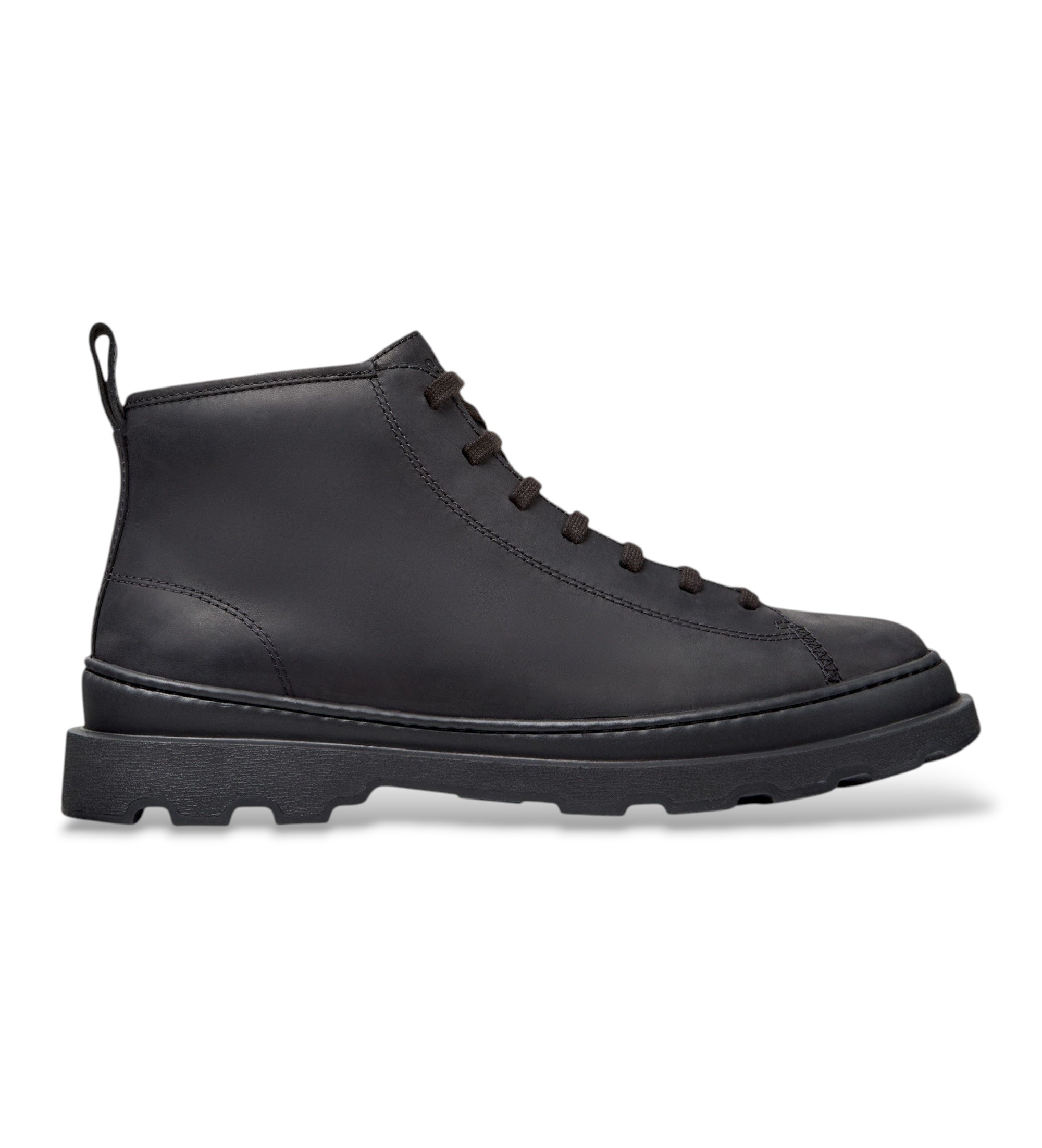 Camper für Herren. K300535-001 Brutus+ black leather ankle boots (45), Leder, Schwarz, Wohnung, Keine, Lässig