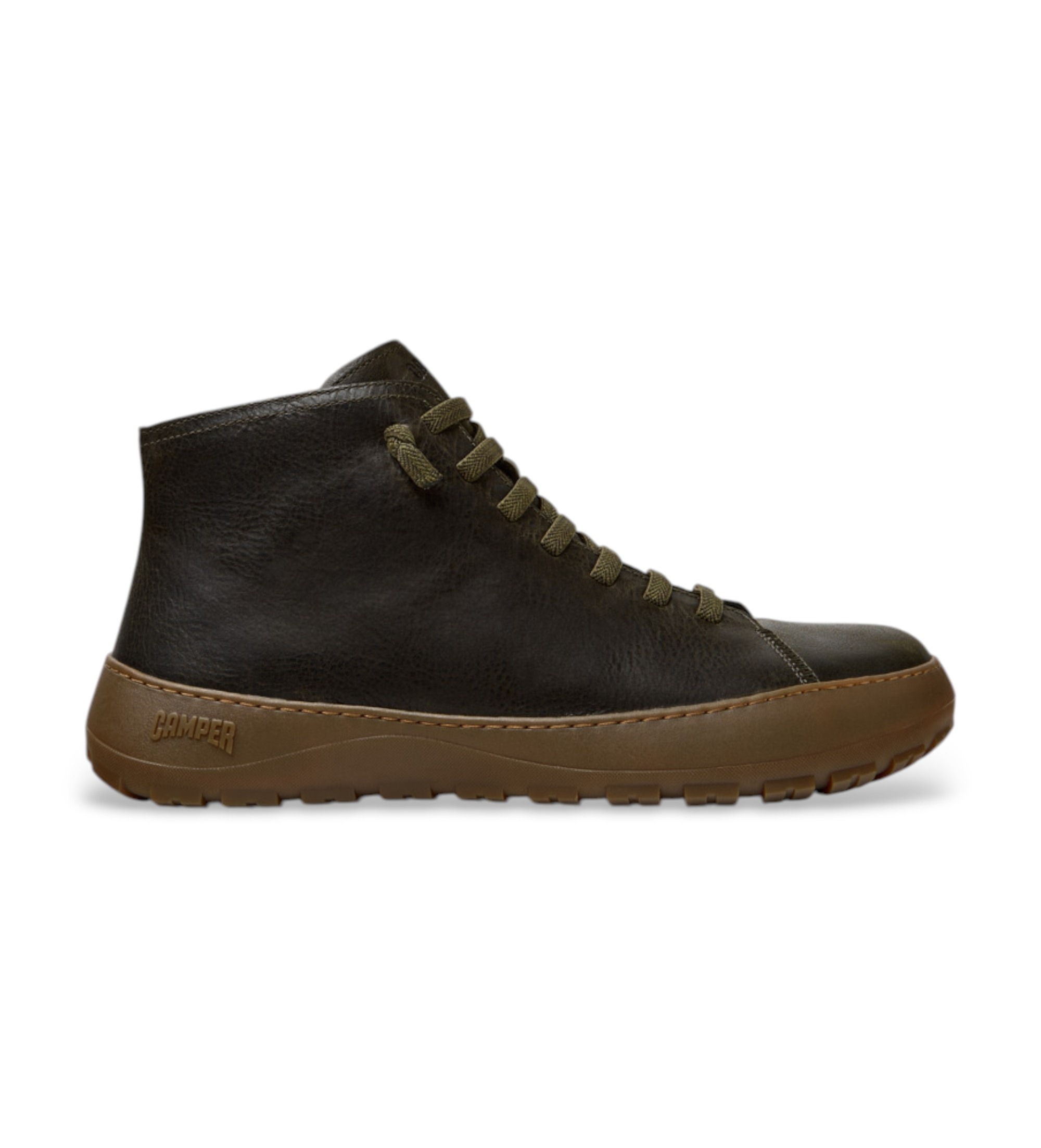 Camper für Herren. K300541-004 Grünbraune Peu Serra Stiefeletten aus Leder (45), Wohnung, Schnürsenkel, Lässig