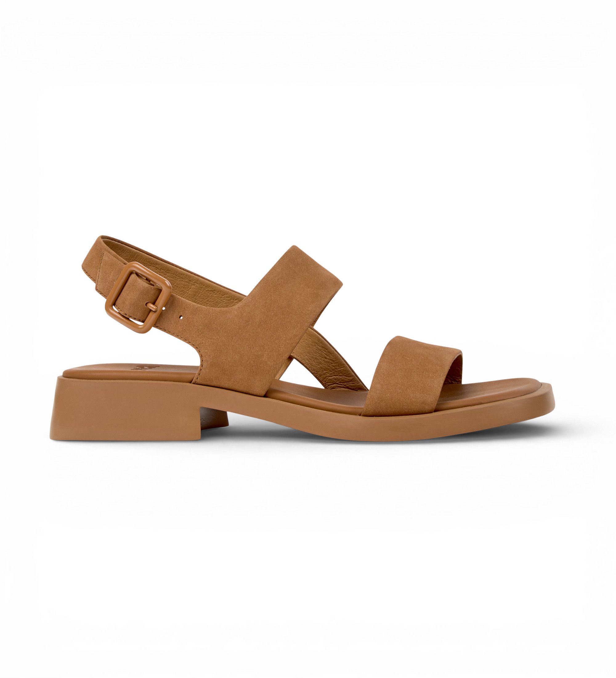 Camper für Damen. K201486-014 Braune Dana Ledersandalen (36), Wohnung, 1 bis 3 cm, Schnalle, Lässig