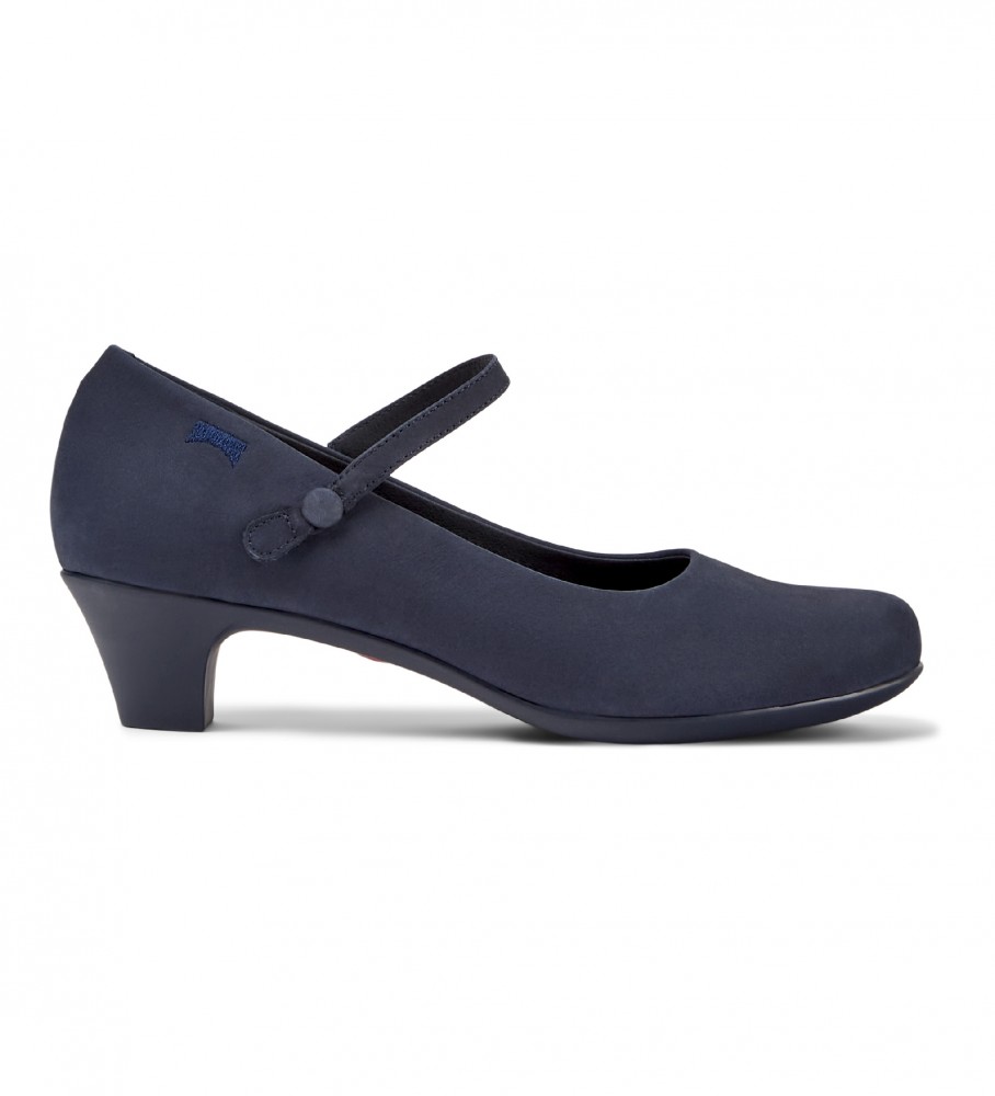 Campervoor vrouwen. 20202-087 Leren schoenen Helena laag marine (37), Leer, 3 tot 5 cm, Gesp, Casual, Marineblauw